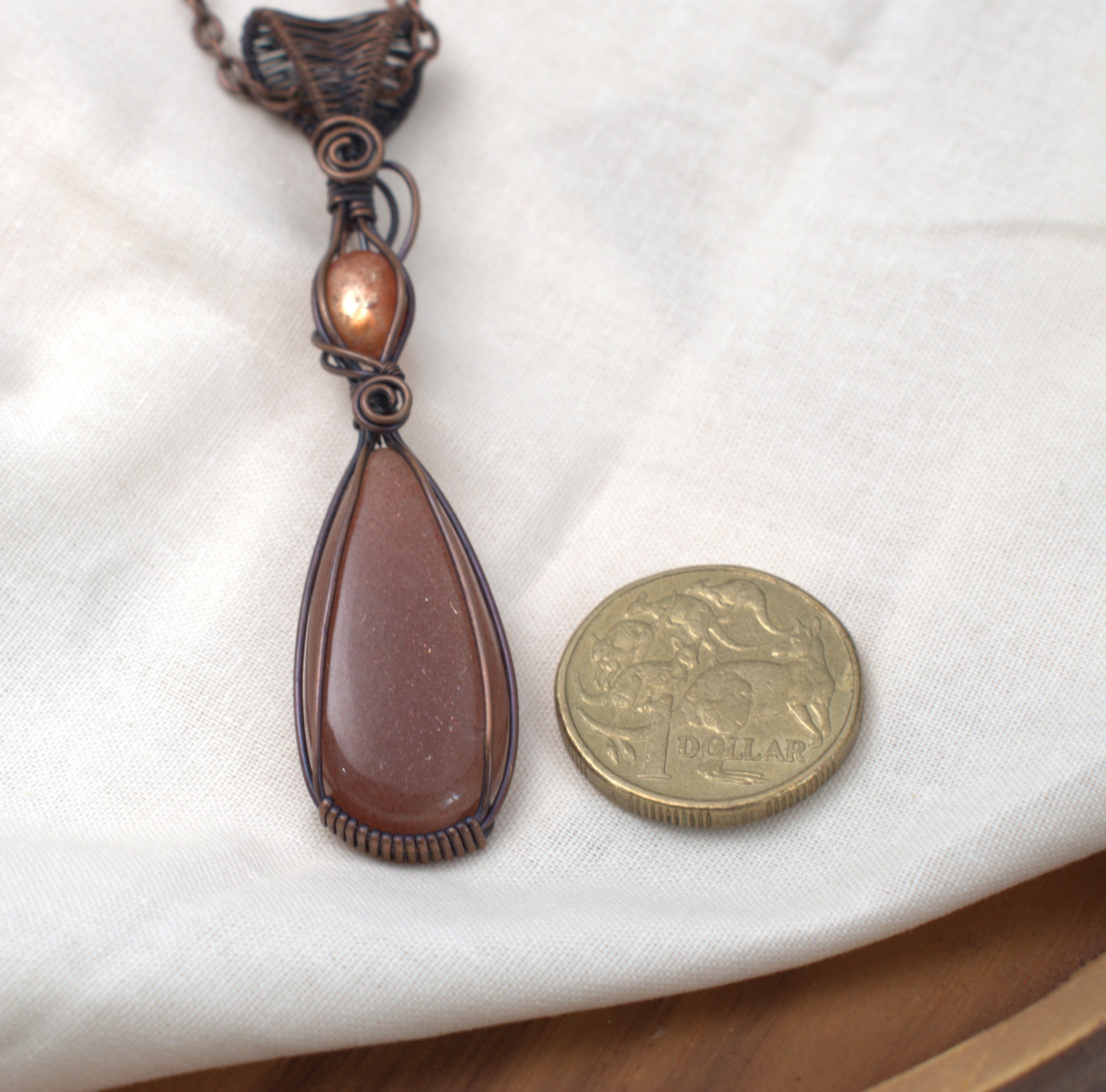 The Inner Glow - Peach Moonstone & Sunstone Copper Pendant