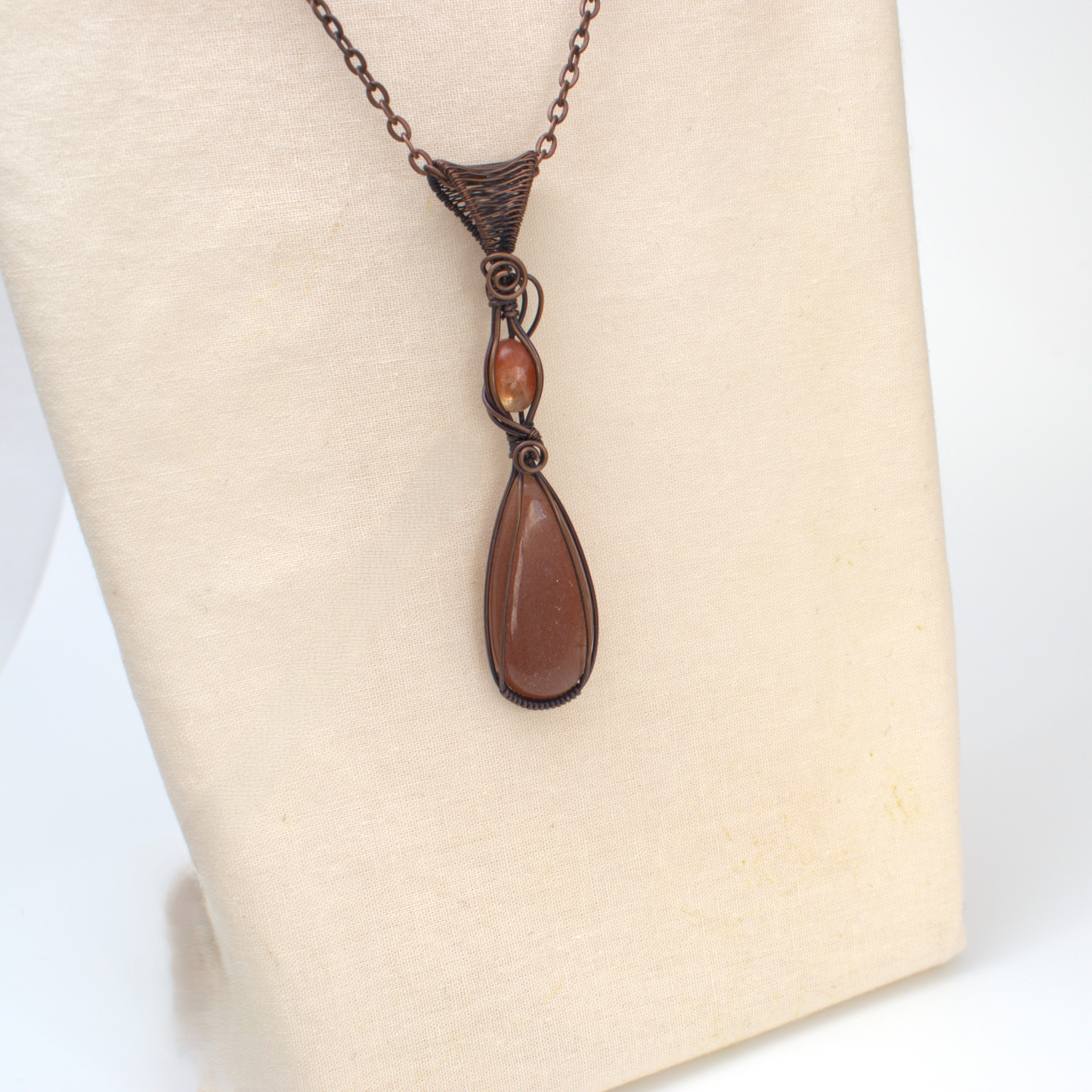 The Inner Glow - Peach Moonstone & Sunstone Copper Pendant