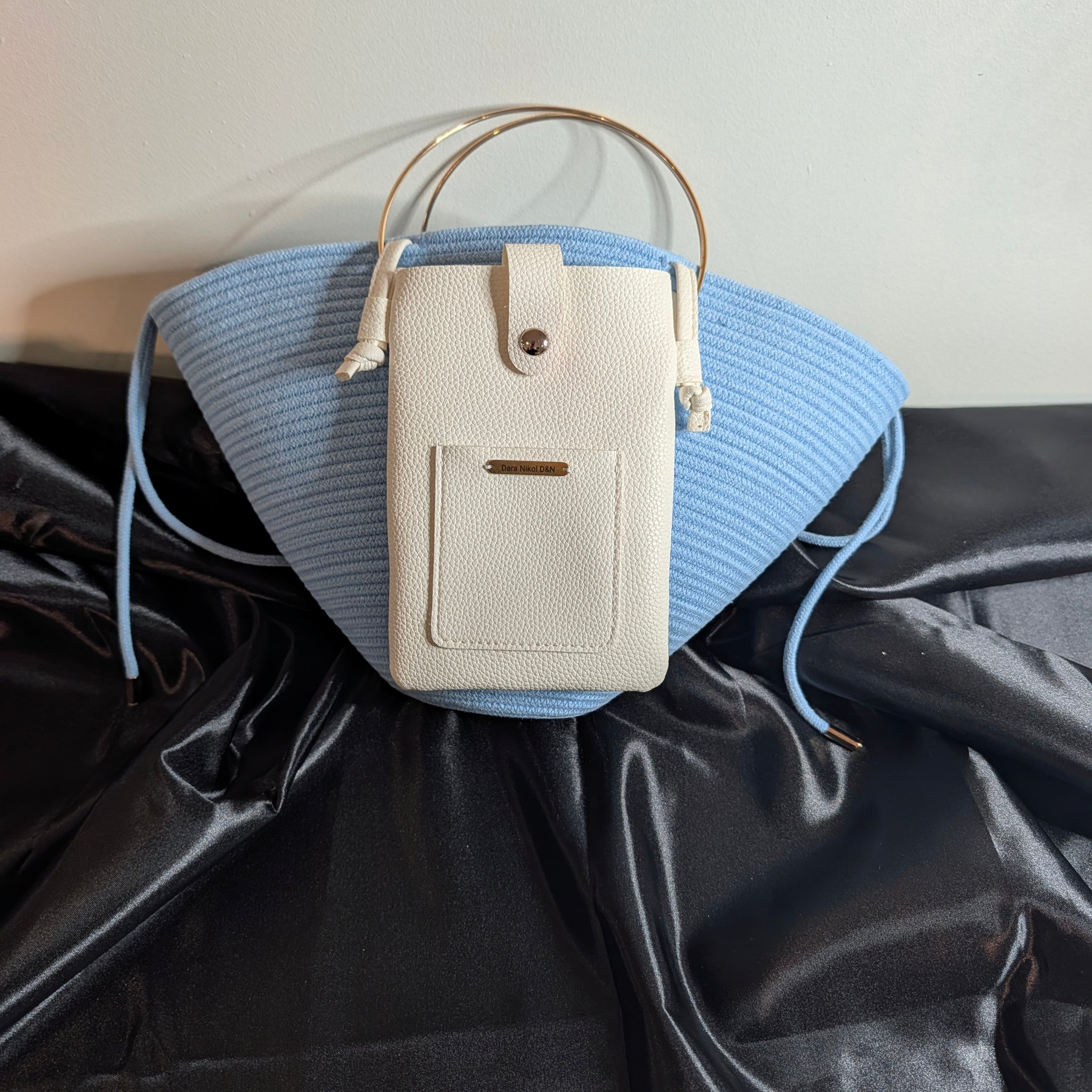 Sky Medium Handmade Cotton Cord Statement Handbag