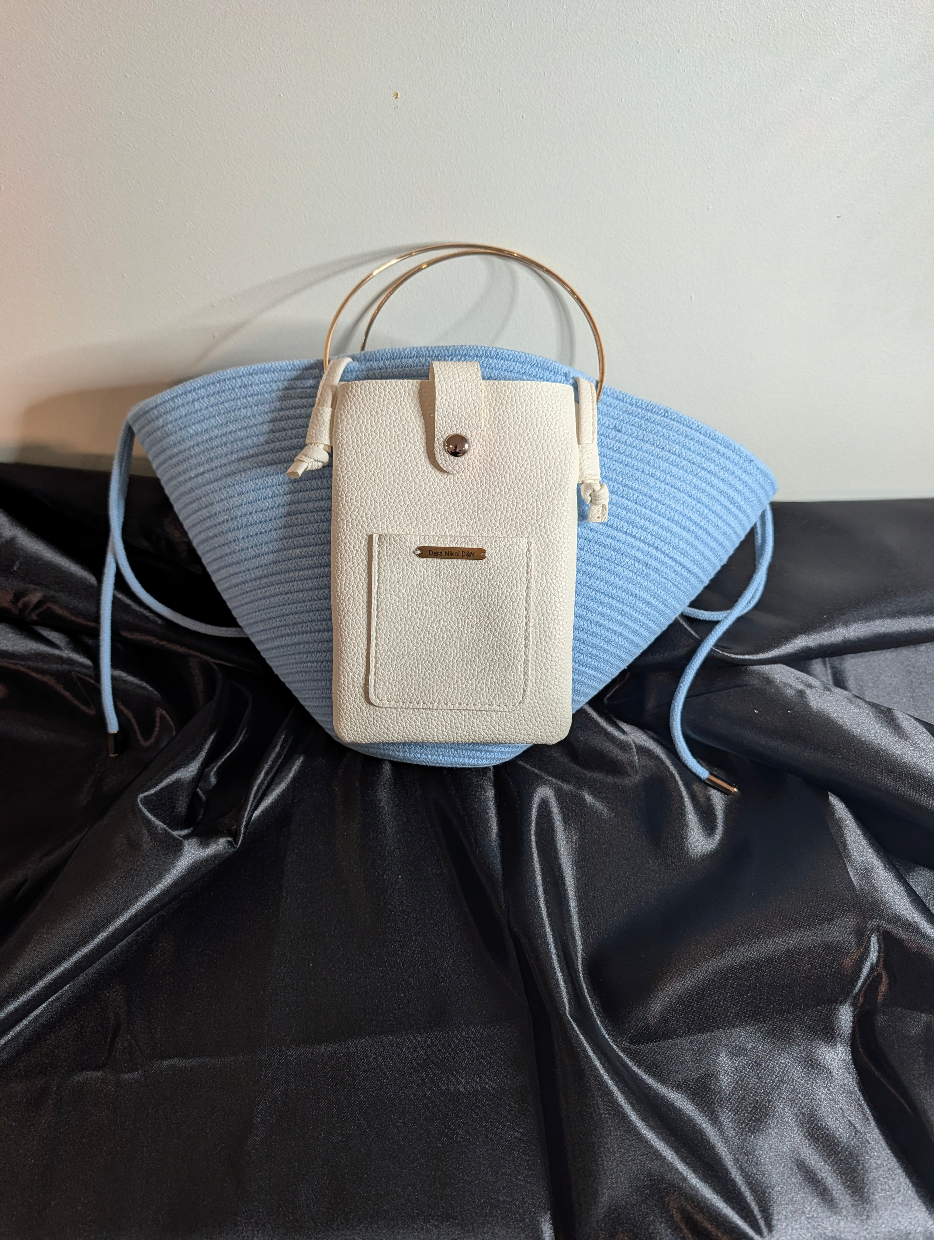 Sky Medium Handmade Cotton Cord Statement Handbag