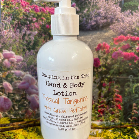 Hand & Body Lotion with Tropical Tangerine Fragrance.