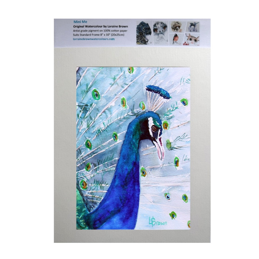 Mini Me #211 Peacock Original Watercolour Painting