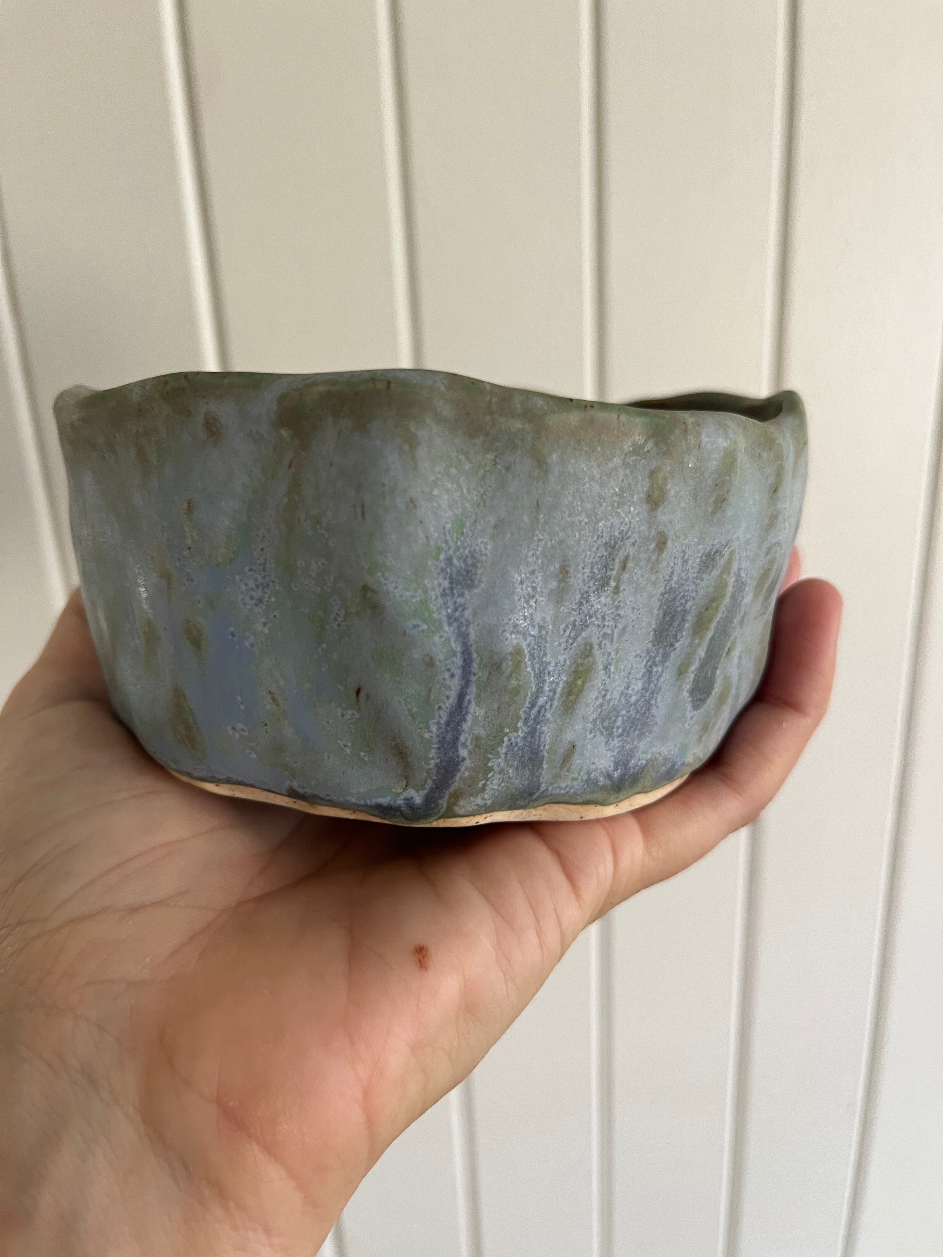 Hand Built Pottery Cat Bowl - Fish Detail