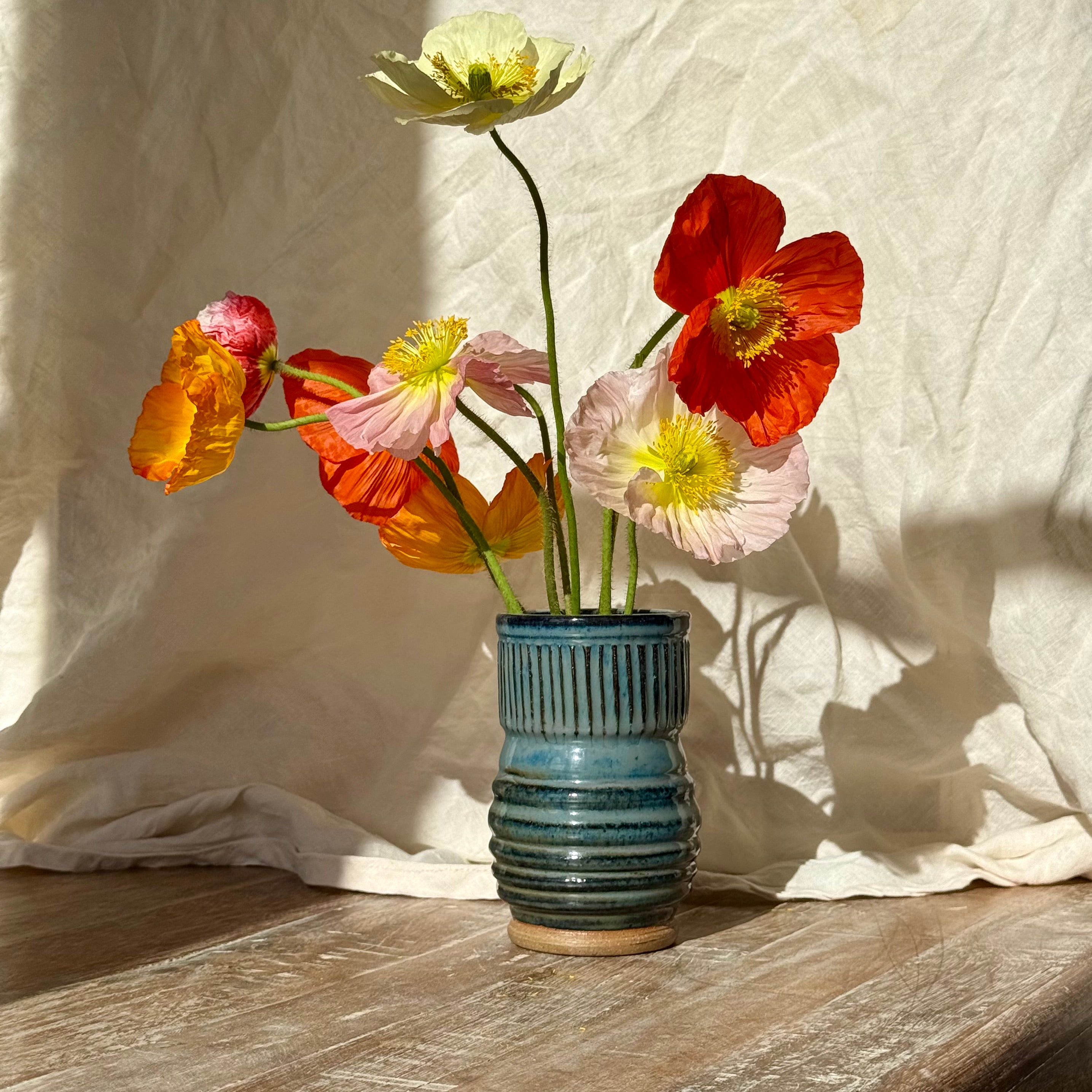 Sunday Curved | Handmade Ceramic Flower Vase + Flower Frog