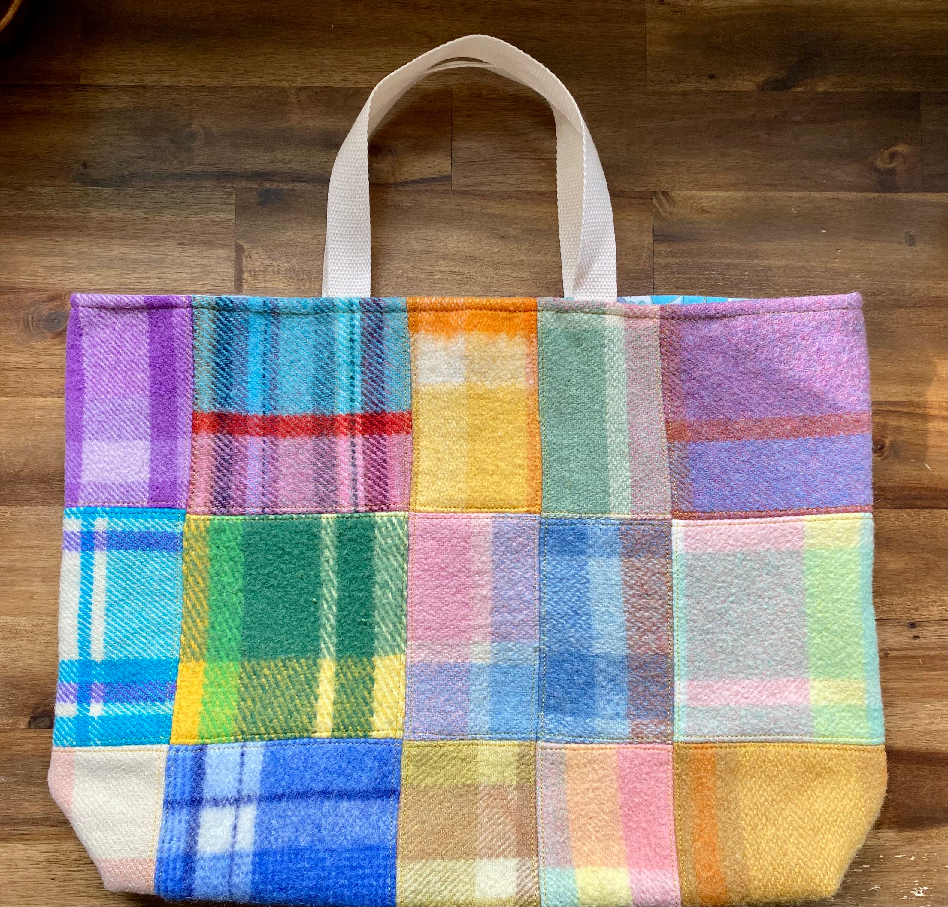 Upcycled Woollen Blanket - Market Tote - Patchwork