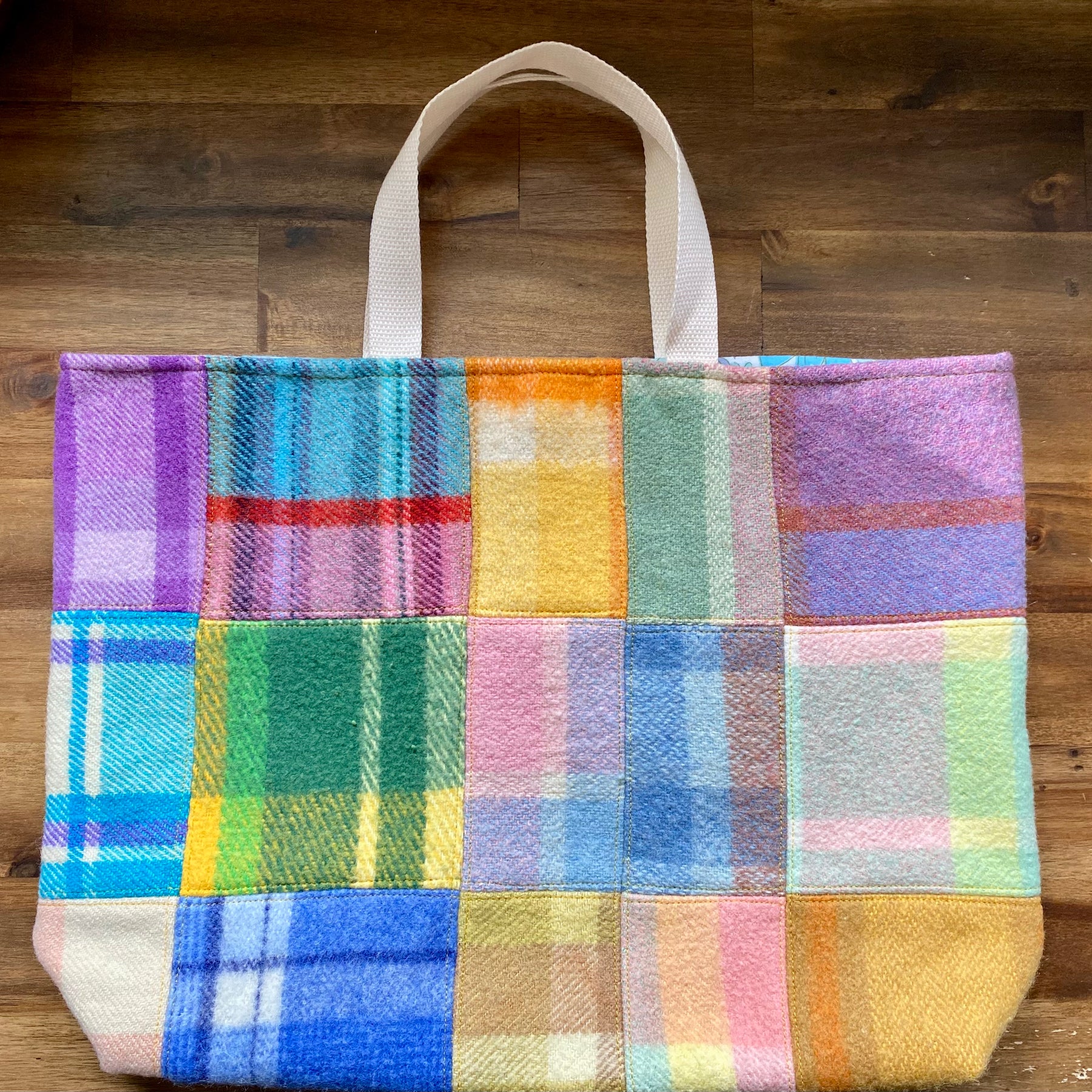 Upcycled Woollen Blanket - Market Tote - Patchwork