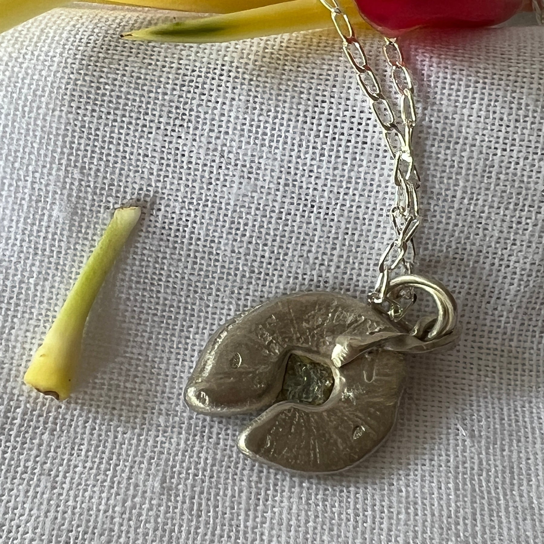“Spinifex”  Sterling Silver Pendant  with  pale green sapphire