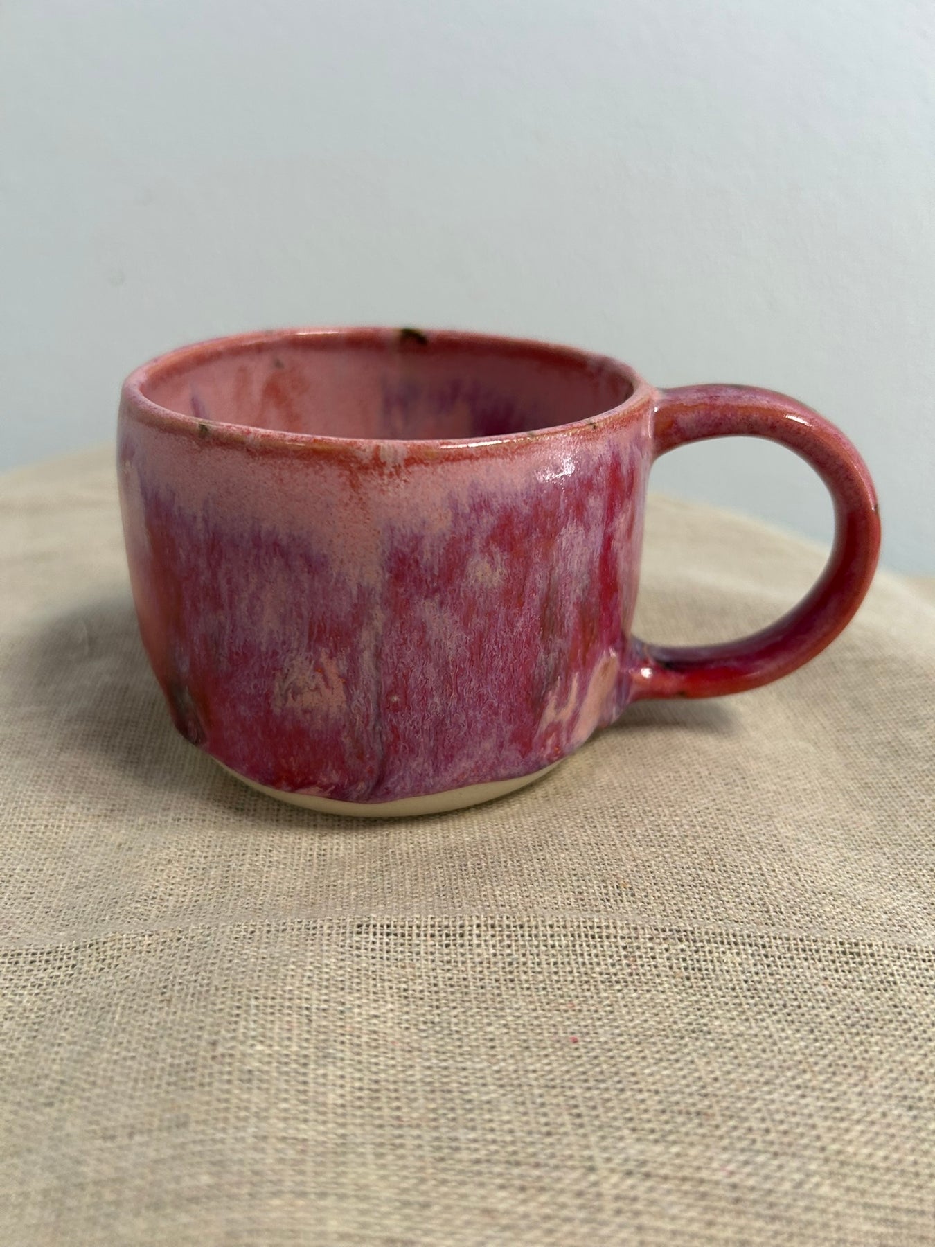 Handmade Ceramic Pink, Drip-Glaze Mug