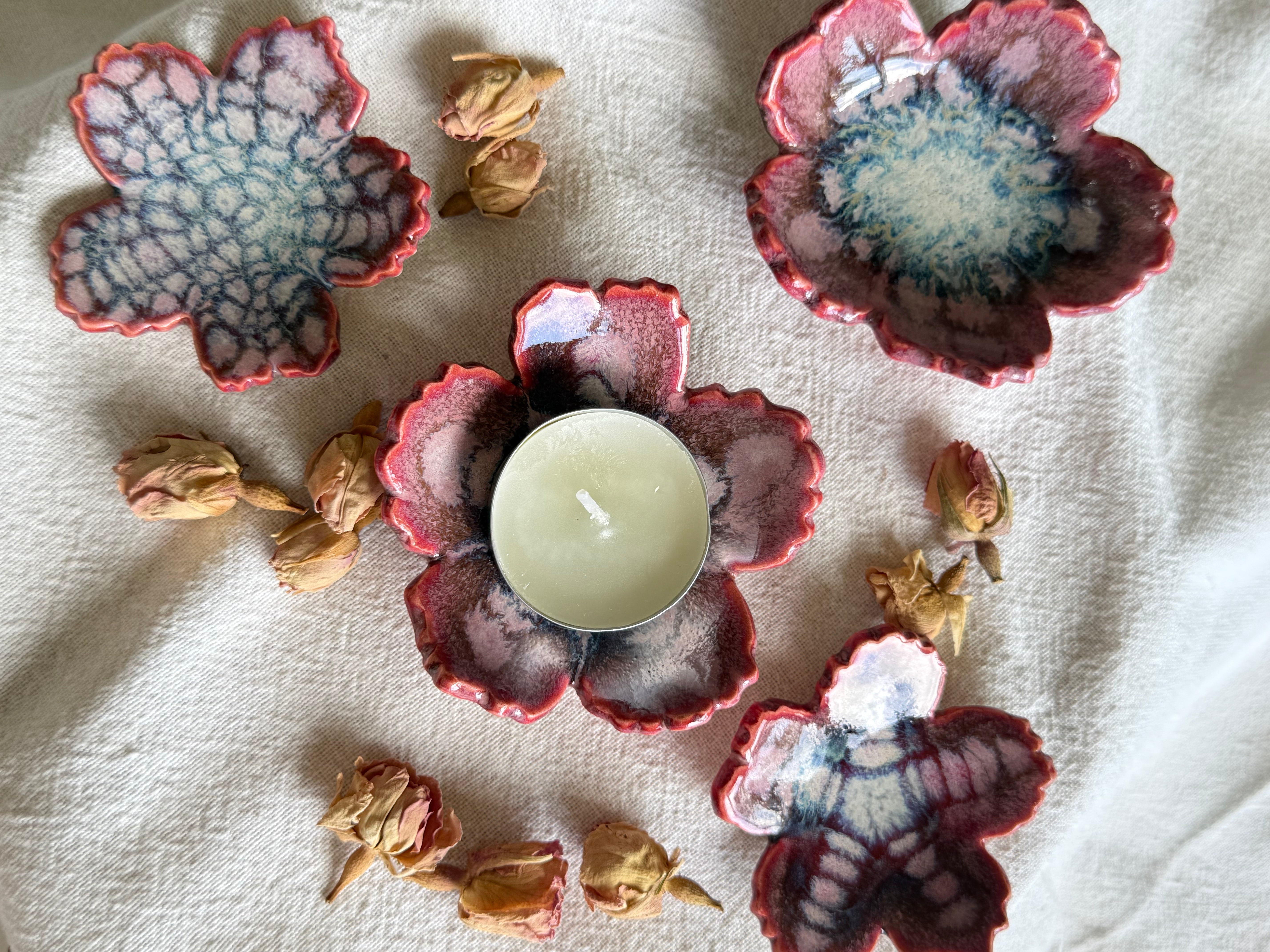 Porcelain Petal Dish | Tea Light Holder or Trinket Dish | Ceramic