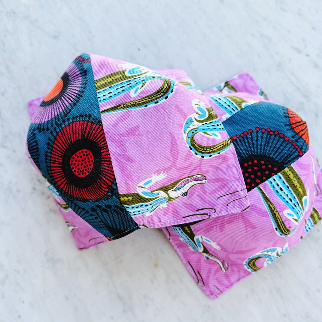Set of two, crocodiles microwave bowl cosies. Soup and porridge hot bowl holders.