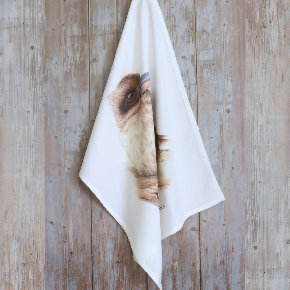 Australian-artist-tea-towel-kookaburra-corner-hang