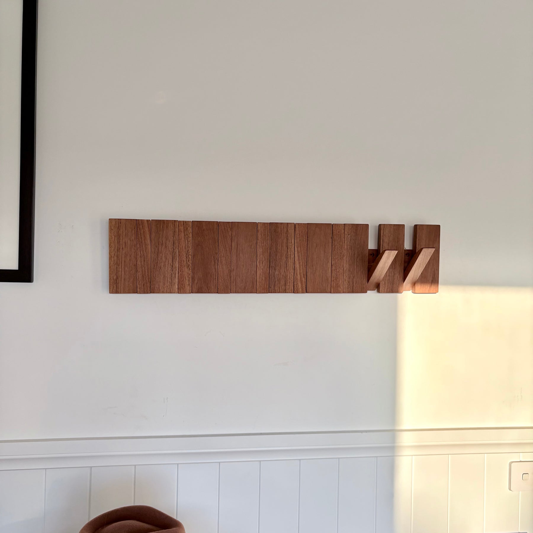 Grey box piano style coat rack