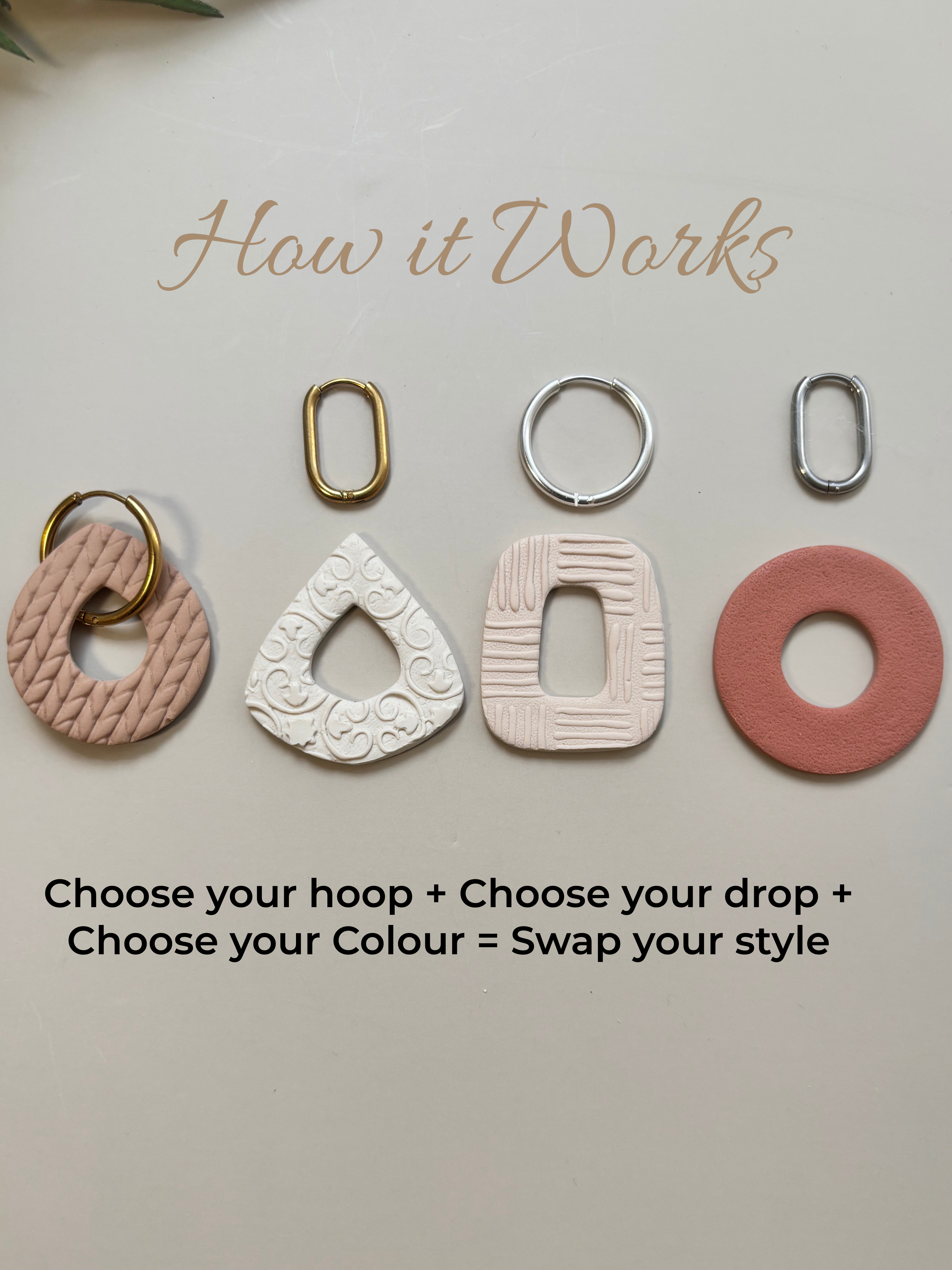 Hoops & Drops – Soft Neutrals | Interchangeable Clay Earrings