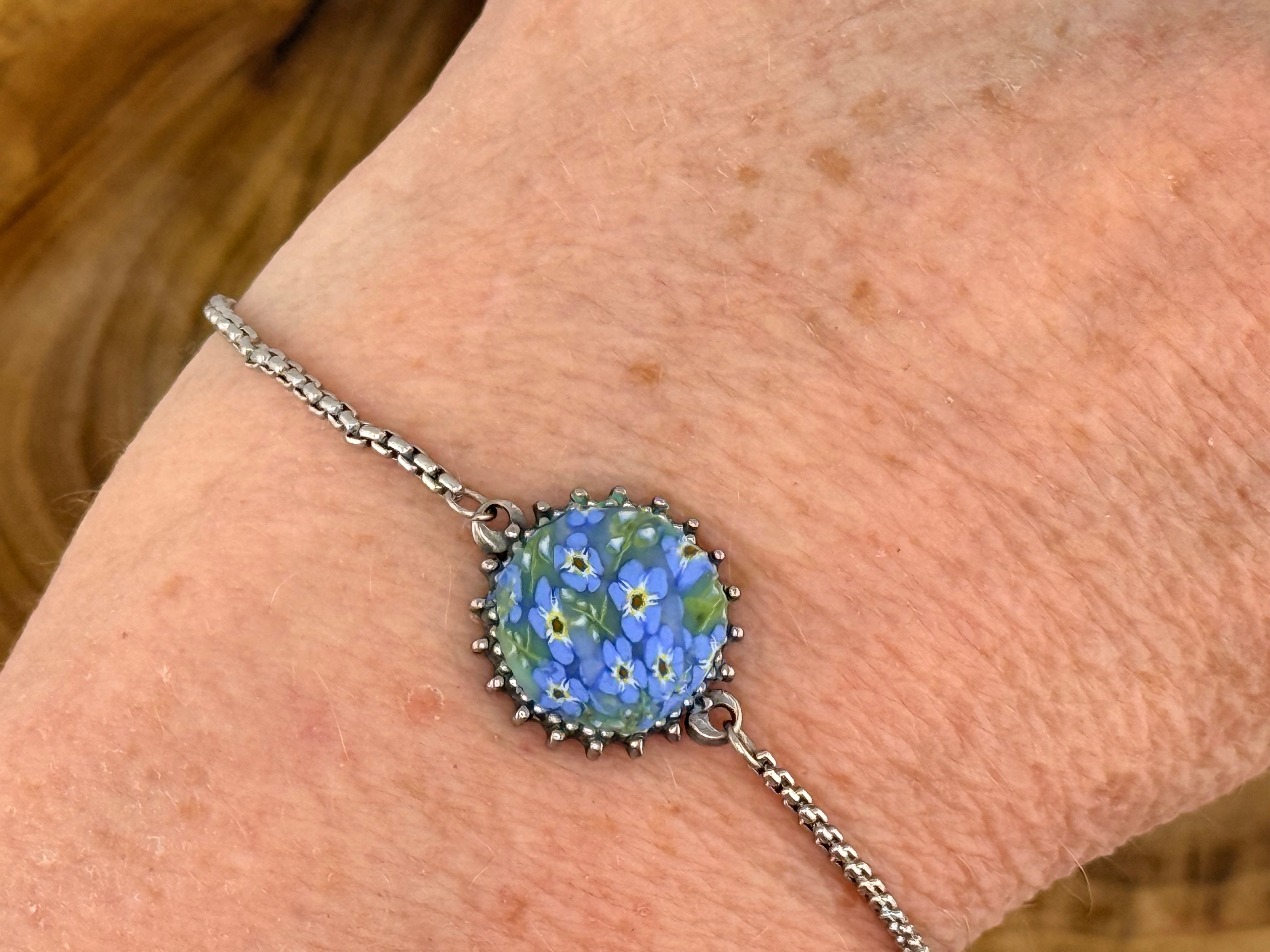 Forget-Me-Not Stainless Steel Adjustable Slider Bracelet