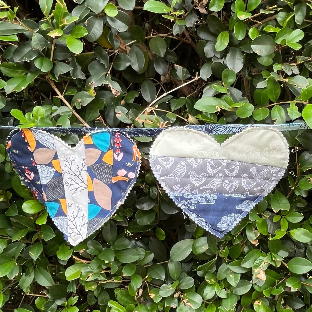 Large heart shaped bunting | organic cotton fabric | keepsake | 3m long