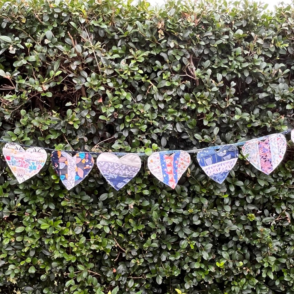 Large heart shaped bunting | organic cotton fabric | keepsake | 3m long