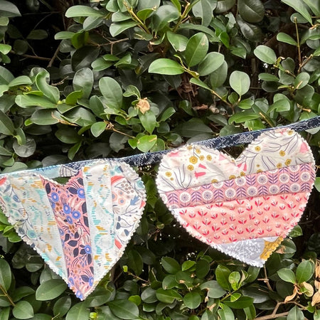 Large heart shaped bunting | organic cotton fabric | keepsake | 3m long