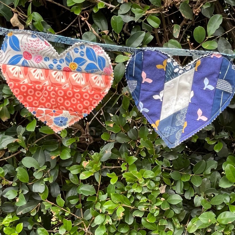 Large heart shaped bunting | organic cotton fabric | keepsake | 3m long