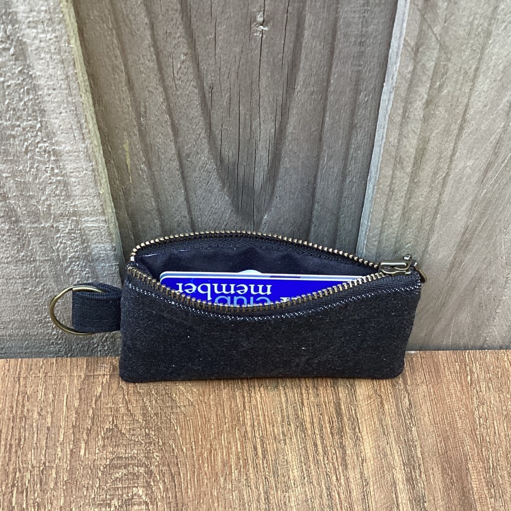 Small Keyring Pouch - Black Upcycled Denim