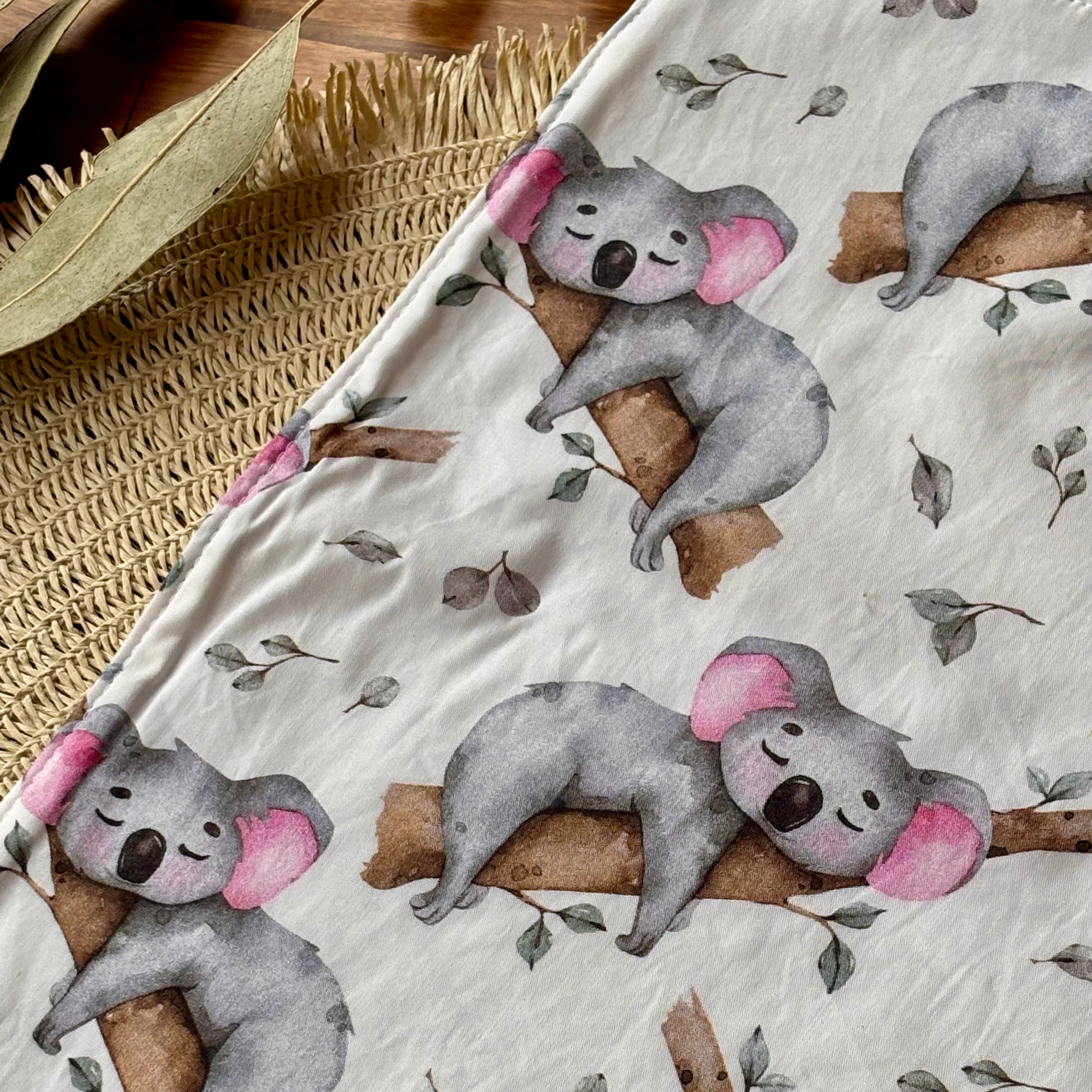 Baby Bib and Burp Cloth Set | Sleepy Koalas | Ready to Ship