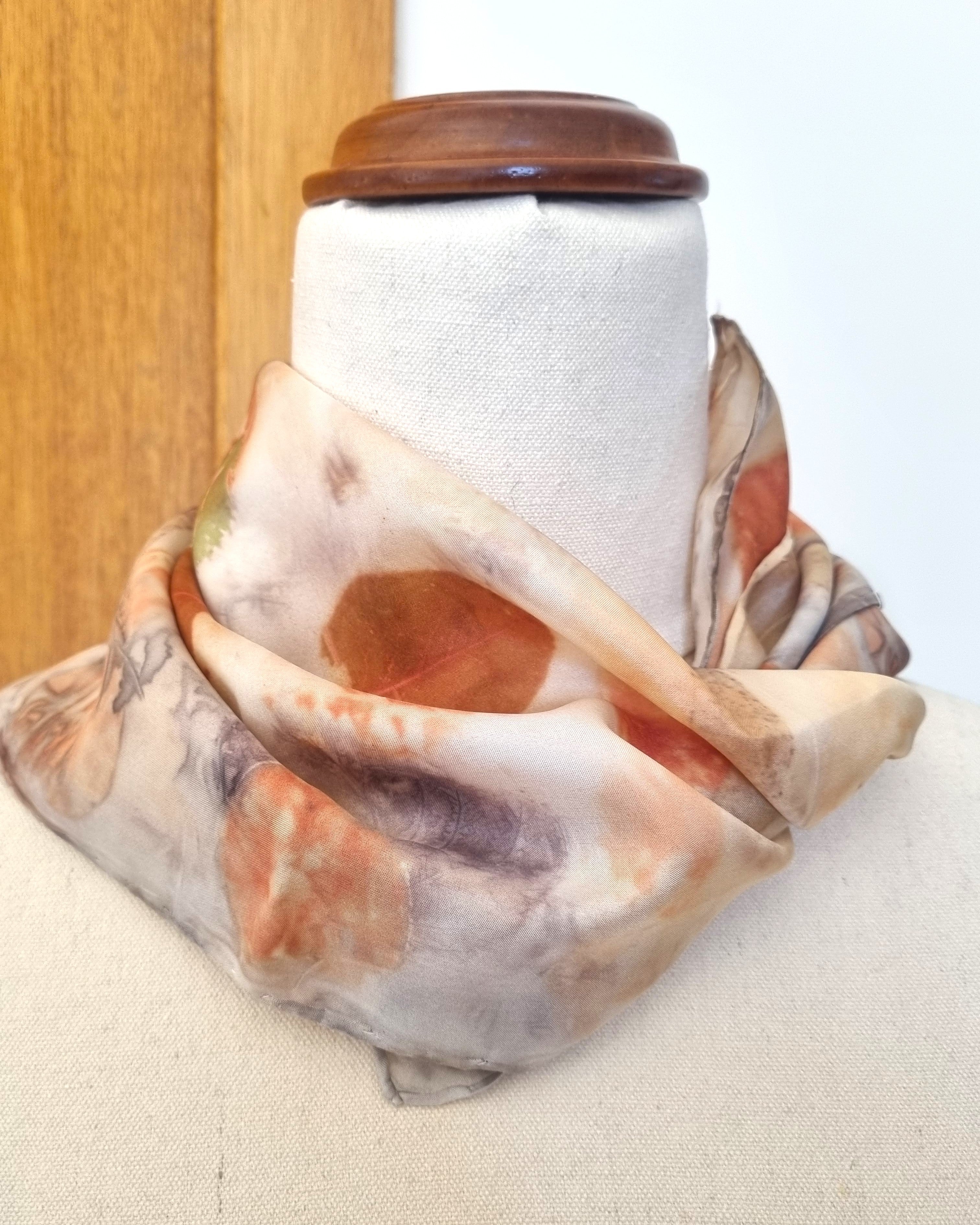 The Willow - Pure Silk  Ecoprint Bandana - Limited Edition Collection