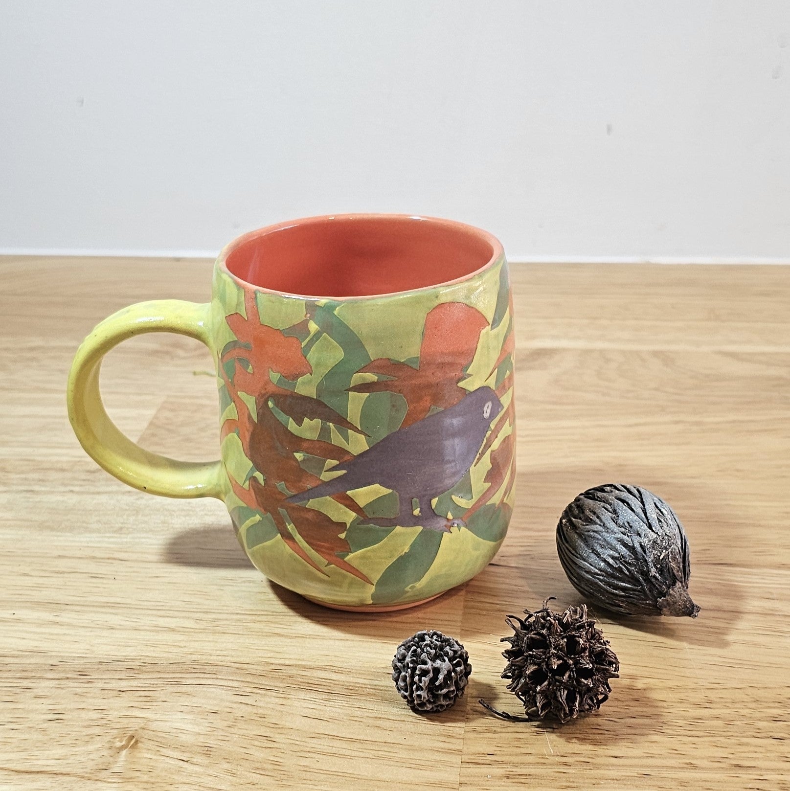Yellow Wren Cup (hand painted)