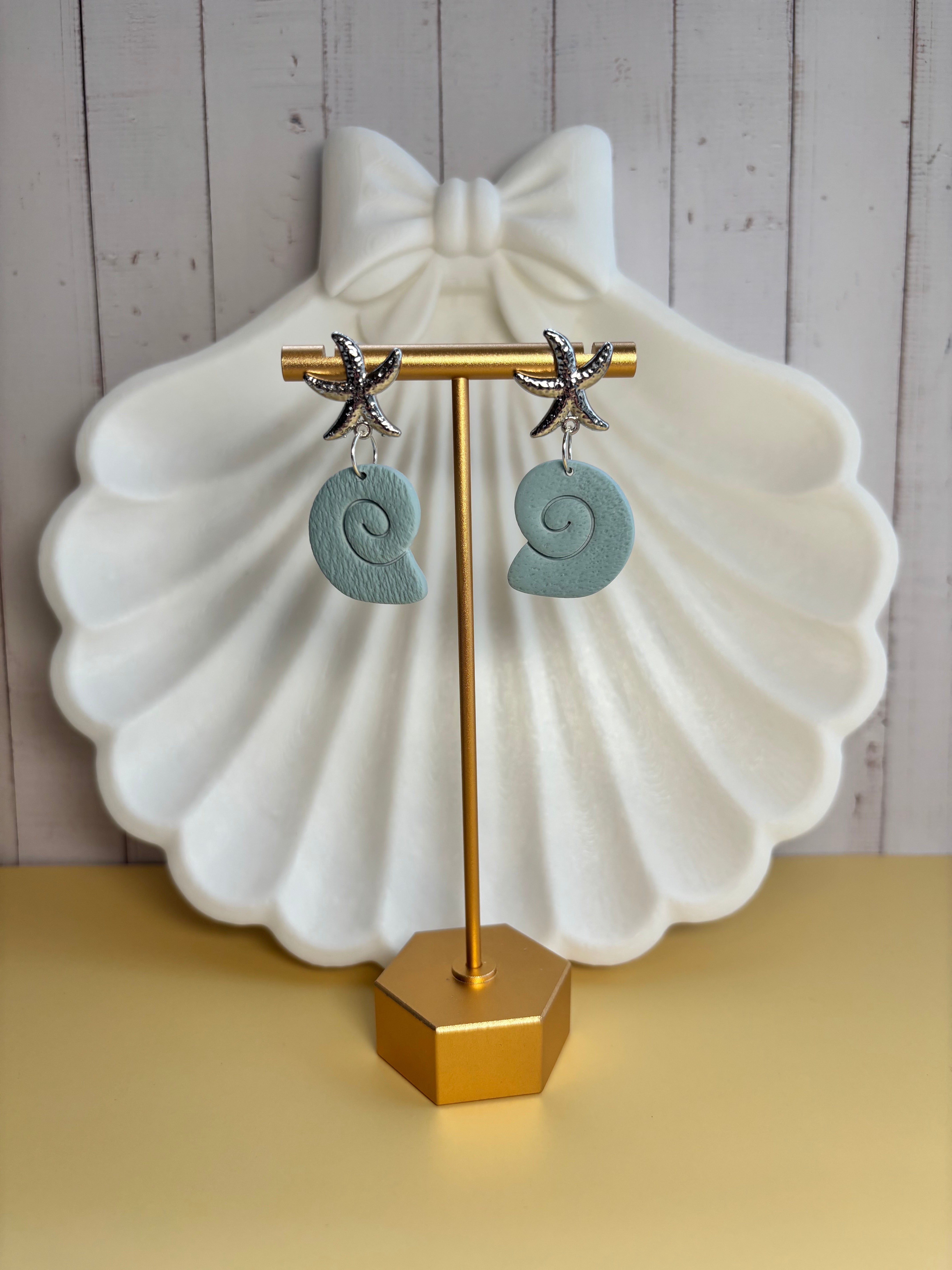 Seaside Stories | Starfish & Spiral Shell Drop Earrings