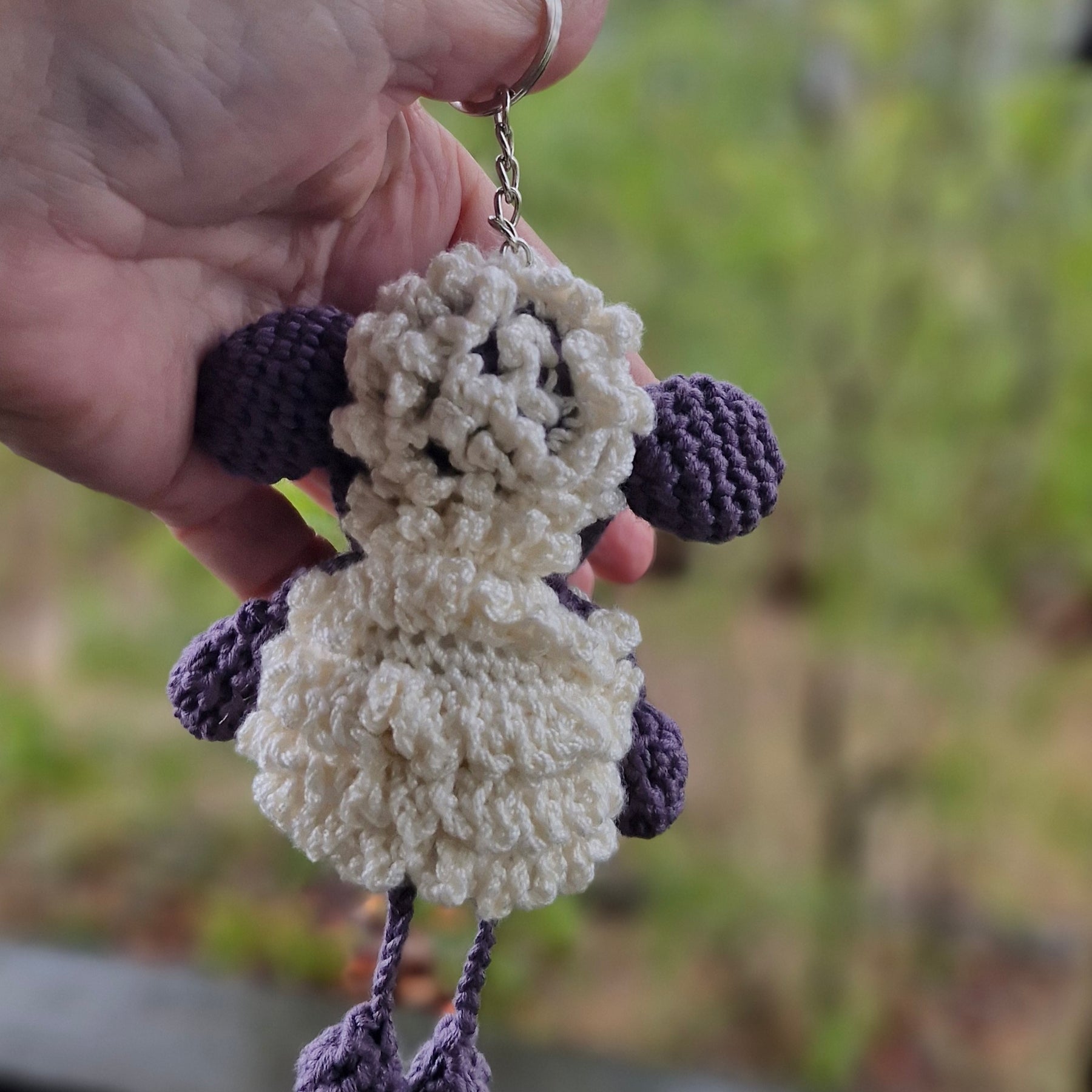 Adorable Grey Hand-Crocheted Sheep Keychain!