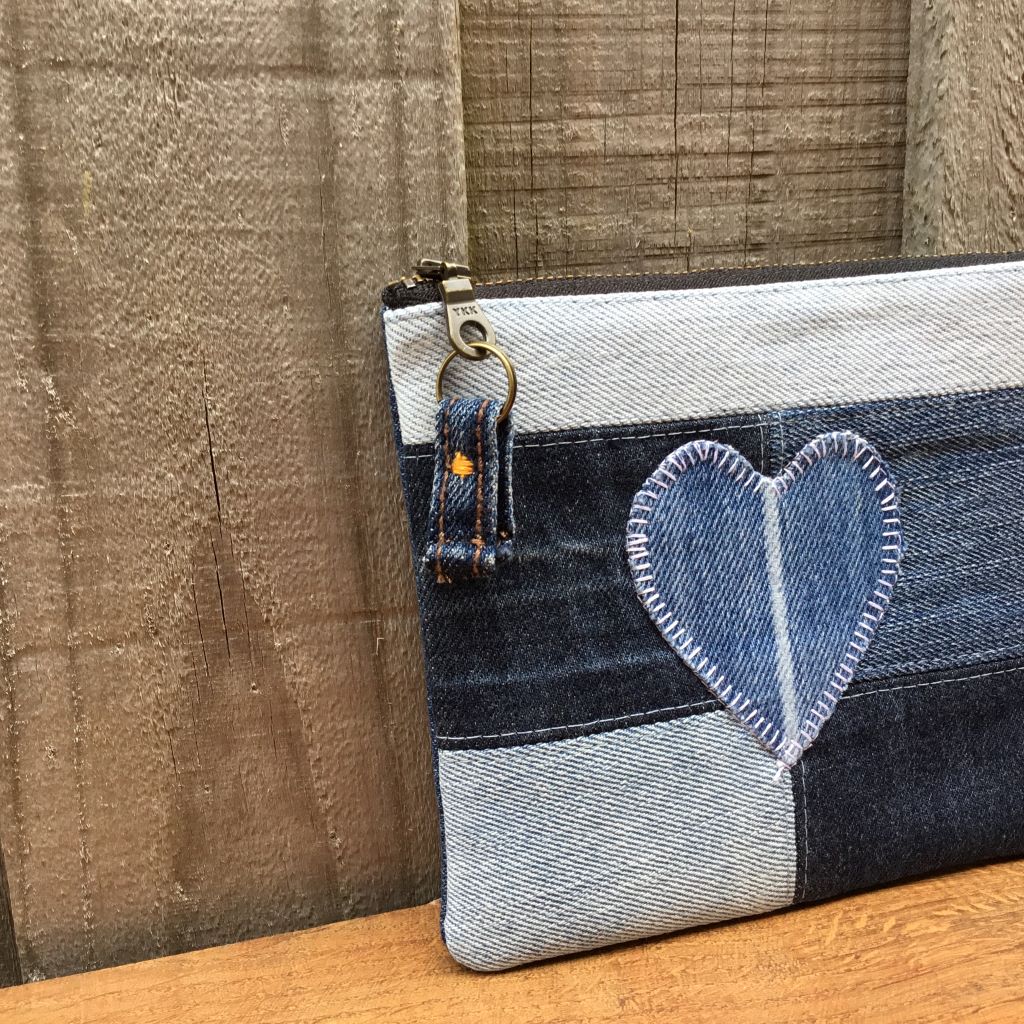 Upcycled Denim Purse – Blue Denim Heart