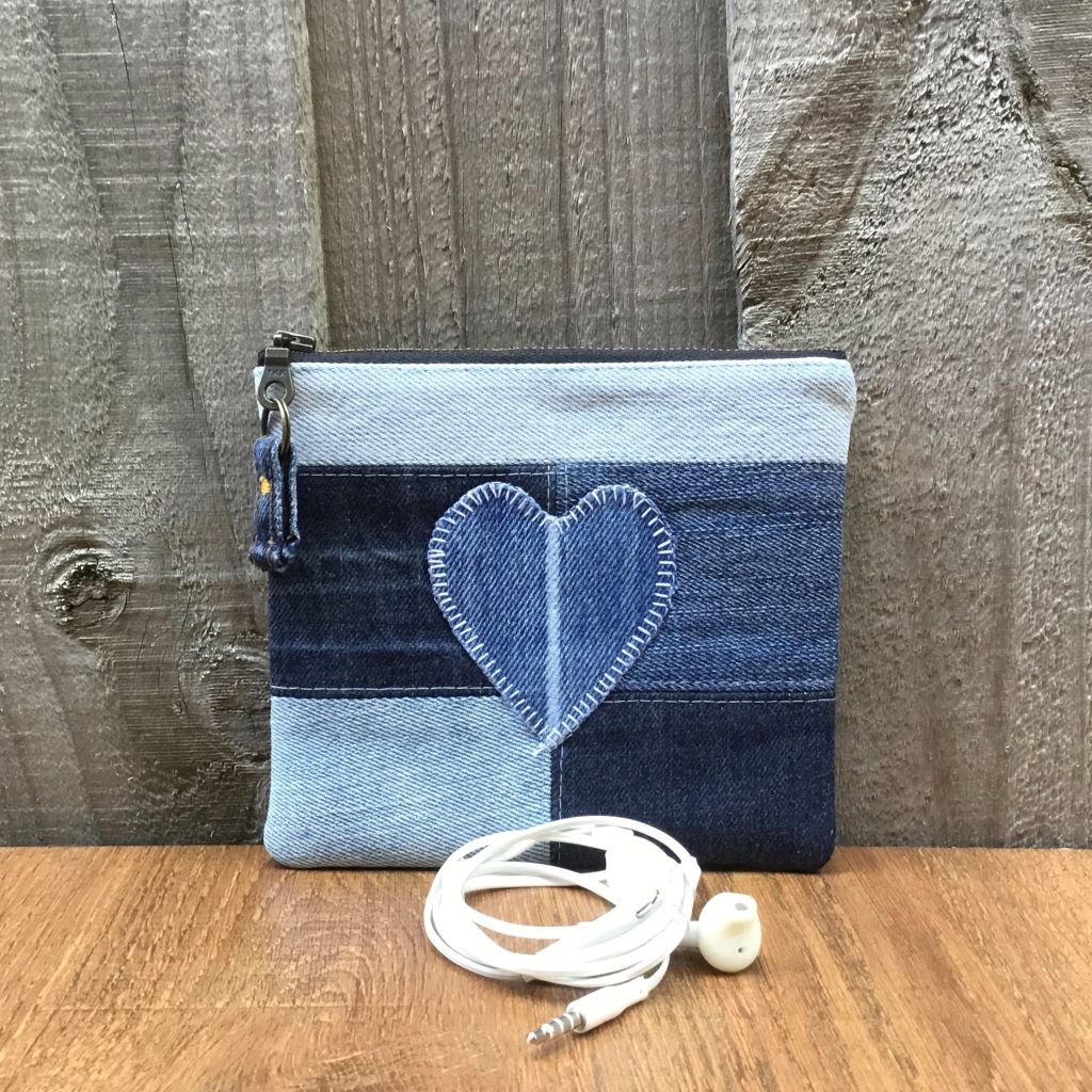 Upcycled Denim Purse – Blue Denim Heart