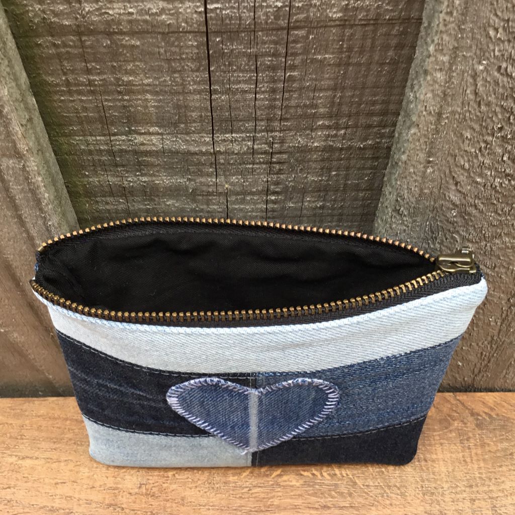 Upcycled Denim Purse – Blue Denim Heart
