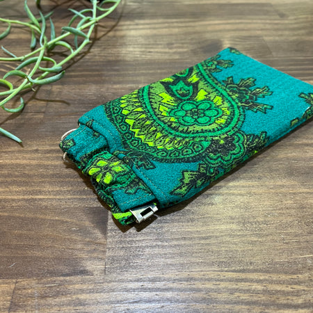 gorgeous green and aqua vintage fabric sunglass pouch - violetclothing - free postage