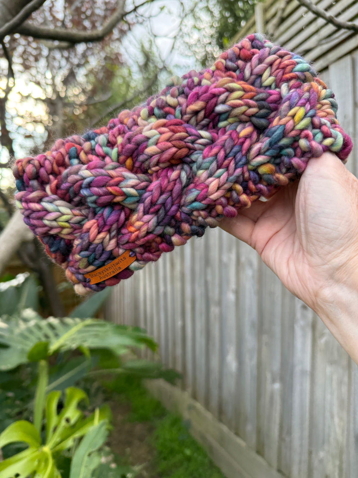 Hand Knitted Headband, Merino Soft Rainbow Headband