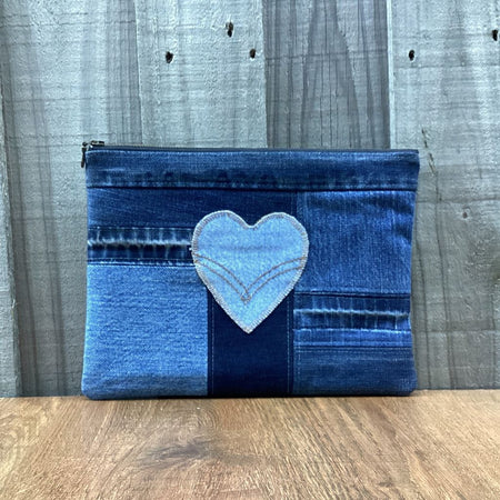 Upcycled Denim Pencil Case – Denim Heart