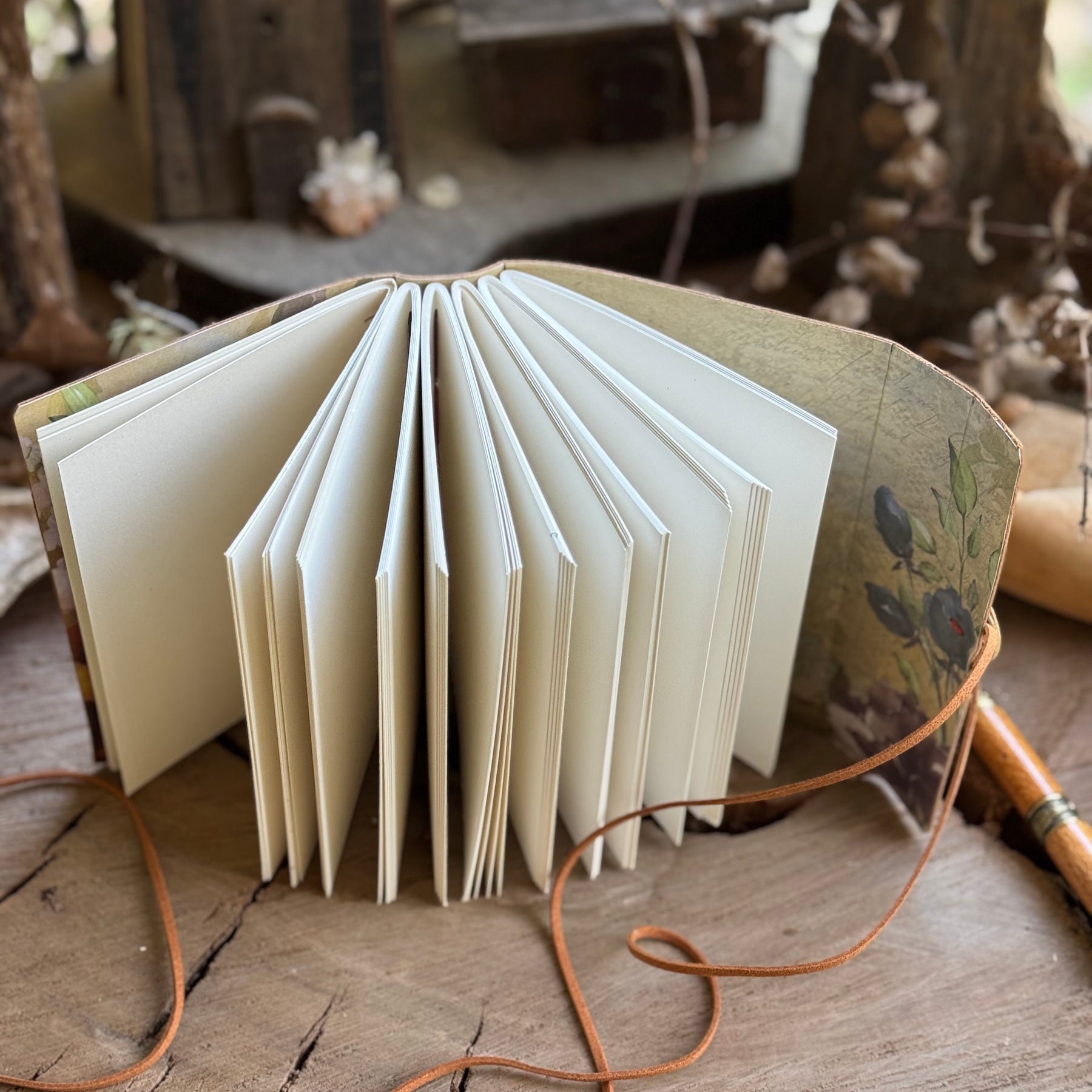 Warm Tan Cross-stitched Leather A6 Journal