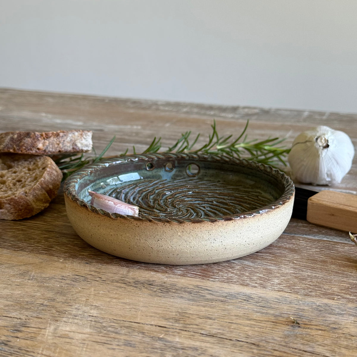 The Gathering Dish | Handmade Ceramic Garlic Grater, Herb & Dipping Dish - Made to Order