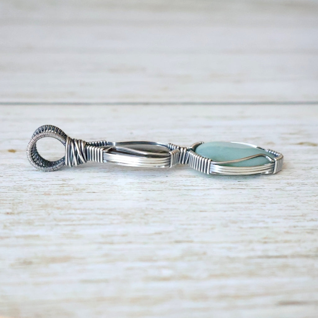 Sterling Silver Labradorite and Mtorolite Pendant ~ Calming Talisman of Awareness