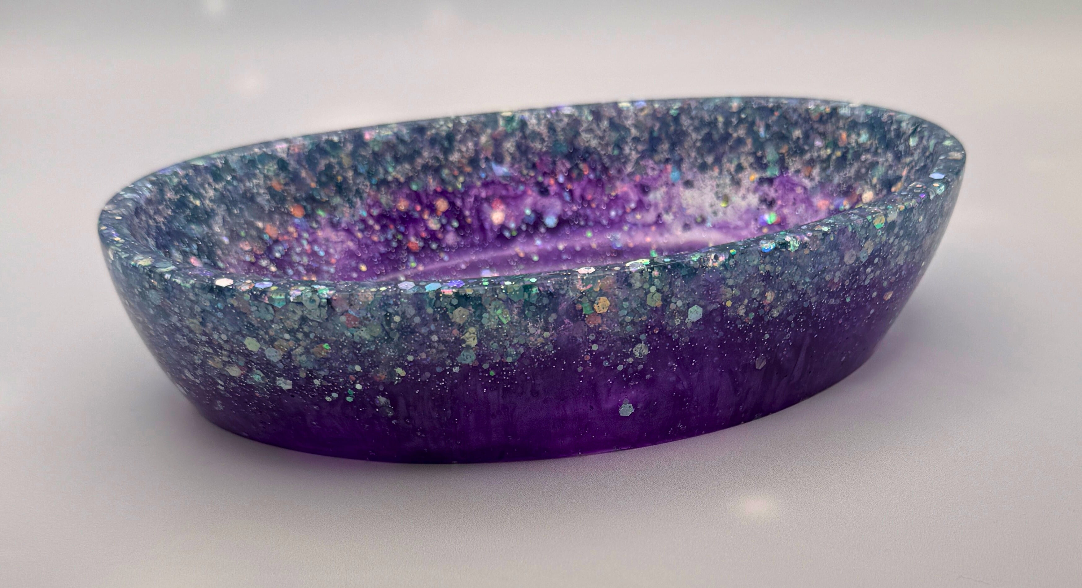 Handmade Oval Resin Bowl - Bold. Sparkly. Unique.