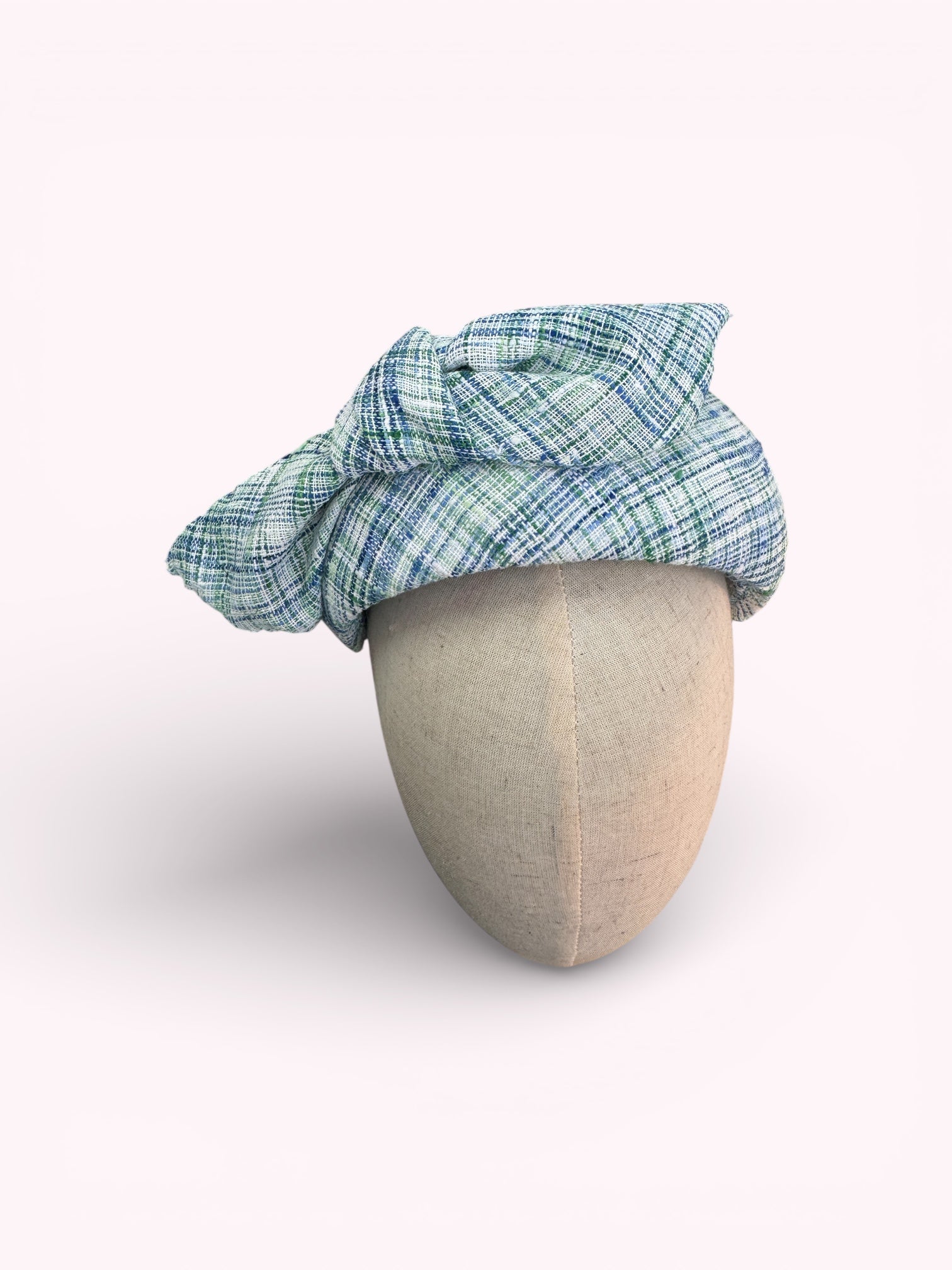 Green Blue Tartan Silk Headband