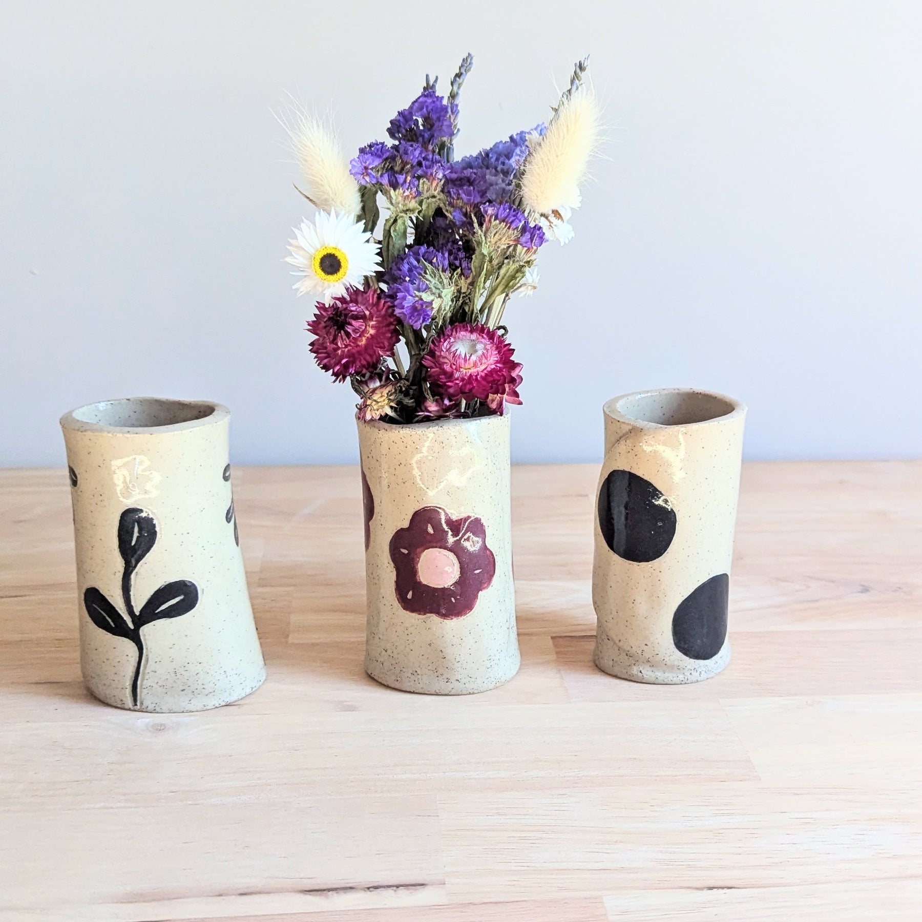 Colourful Handmade Vase with Dried Floral Posy | Fun Home Decor | Bright Vase| Cute Gift Idea