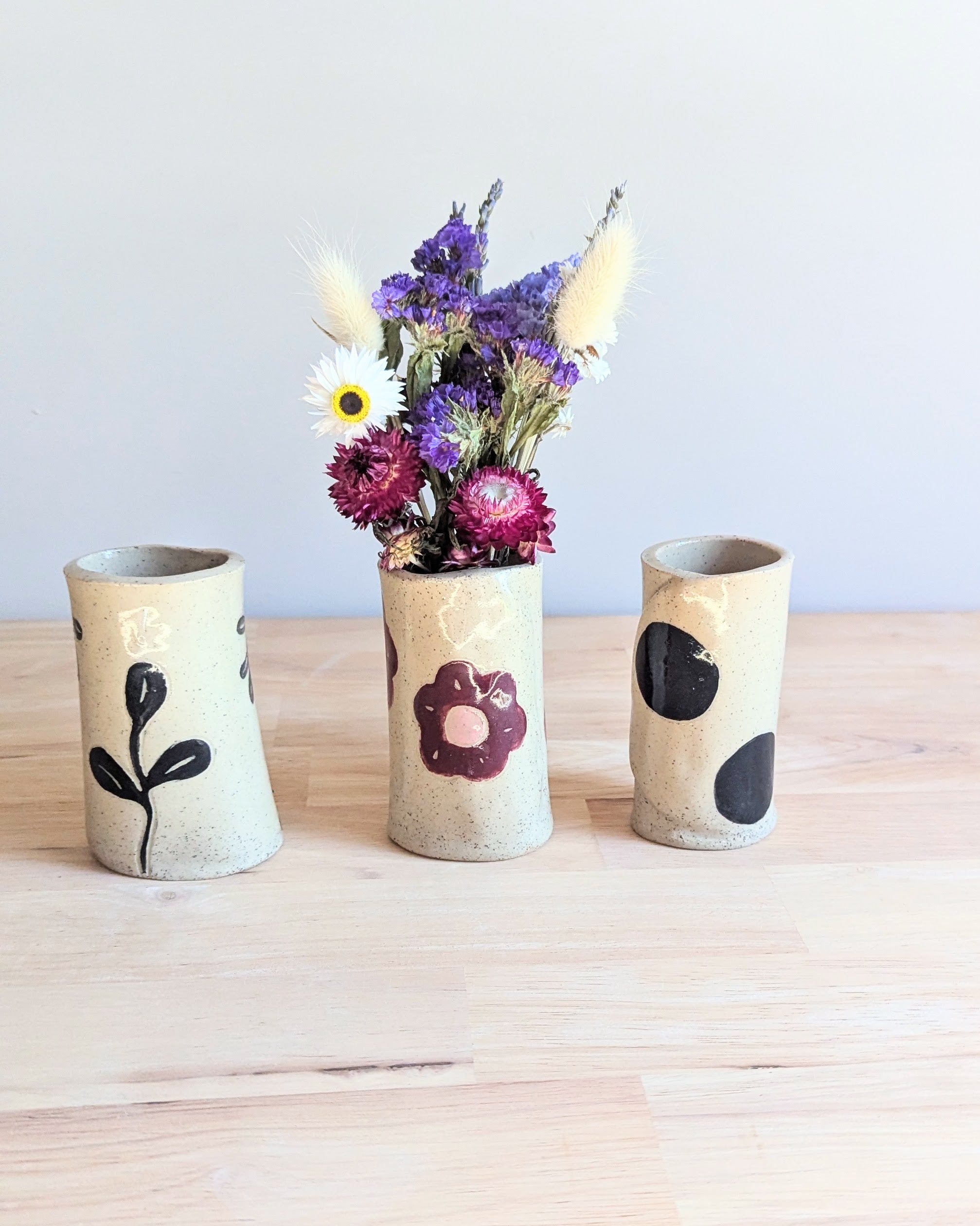Colourful Handmade Vase with Dried Floral Posy | Fun Home Decor | Bright Vase| Cute Gift Idea