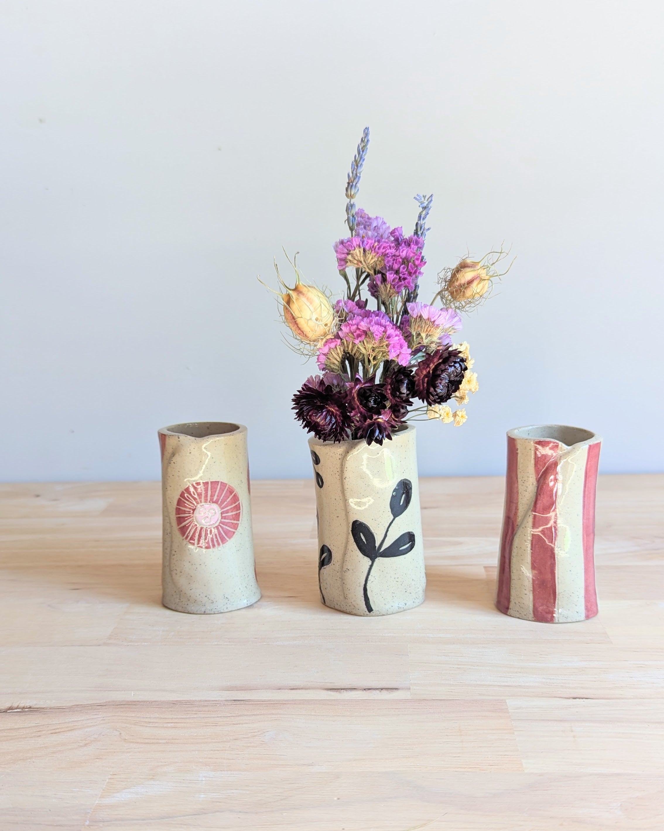 Colourful Handmade Vase with Dried Floral Posy | Fun Home Decor | Bright Vase| Cute Gift Idea