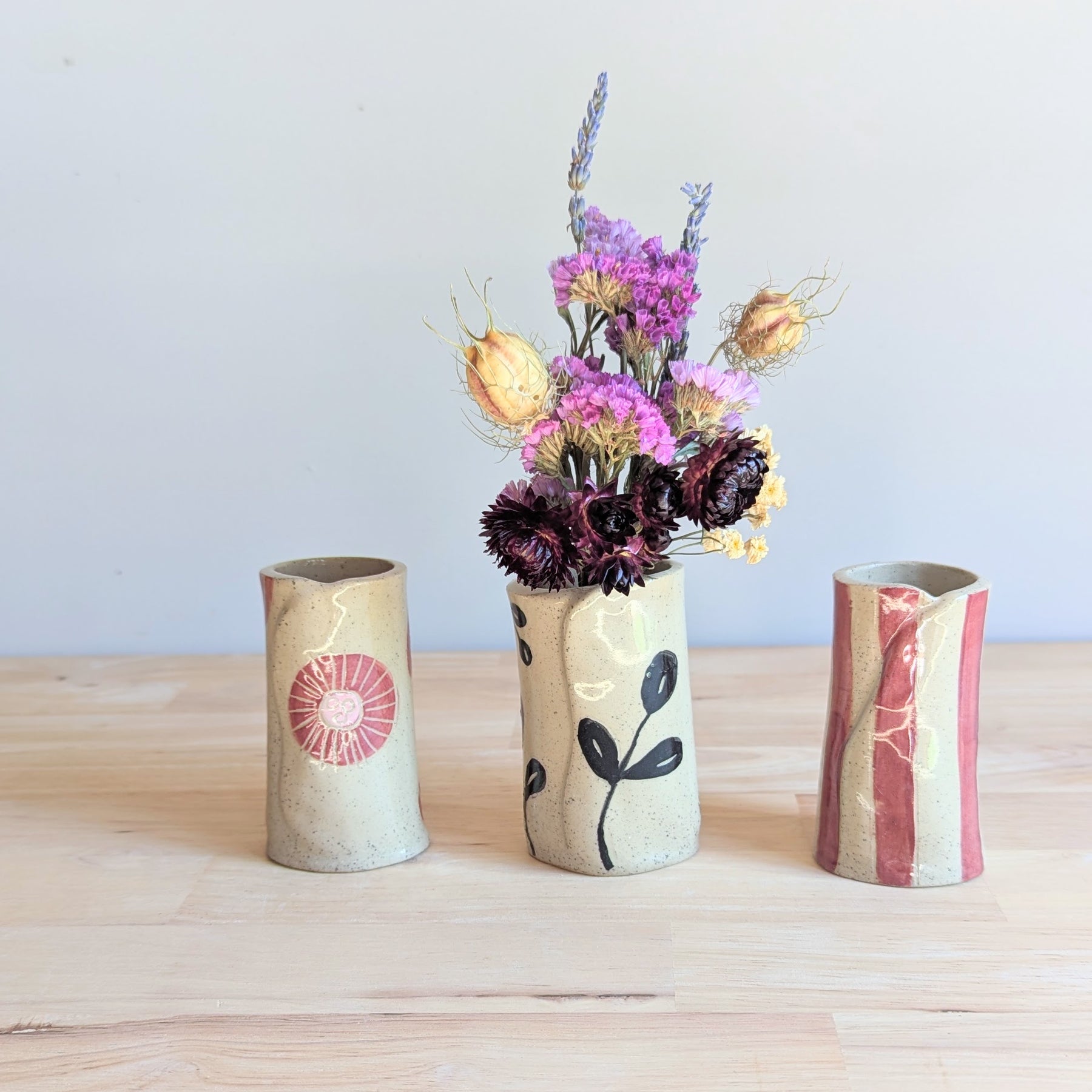Colourful Handmade Vase with Dried Floral Posy | Fun Home Decor | Bright Vase| Cute Gift Idea