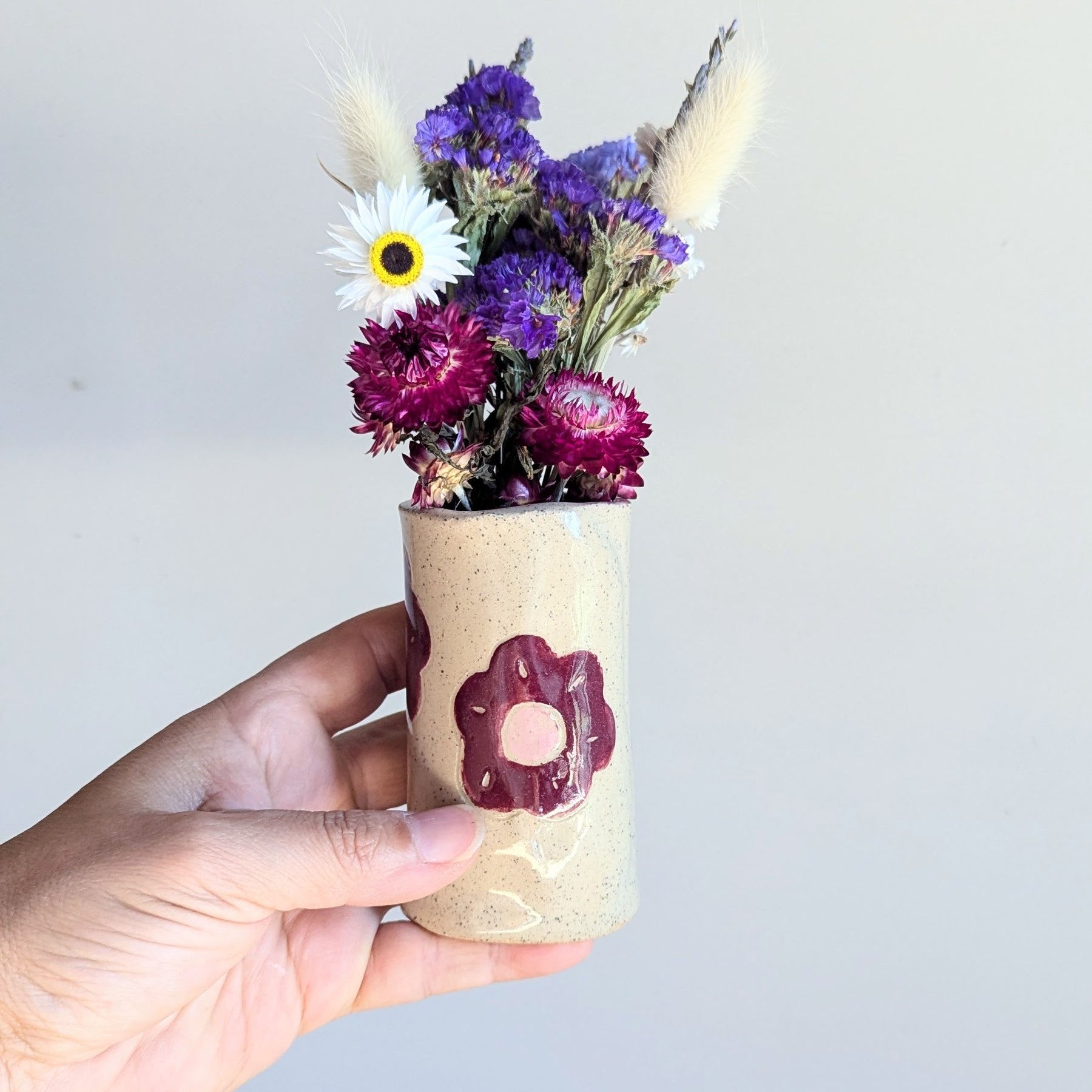 Colourful Handmade Vase with Dried Floral Posy | Fun Home Decor | Bright Vase| Cute Gift Idea