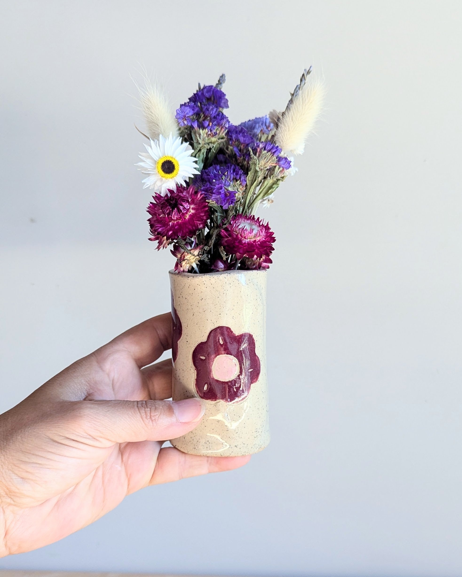 Colourful Handmade Vase with Dried Floral Posy | Fun Home Decor | Bright Vase| Cute Gift Idea