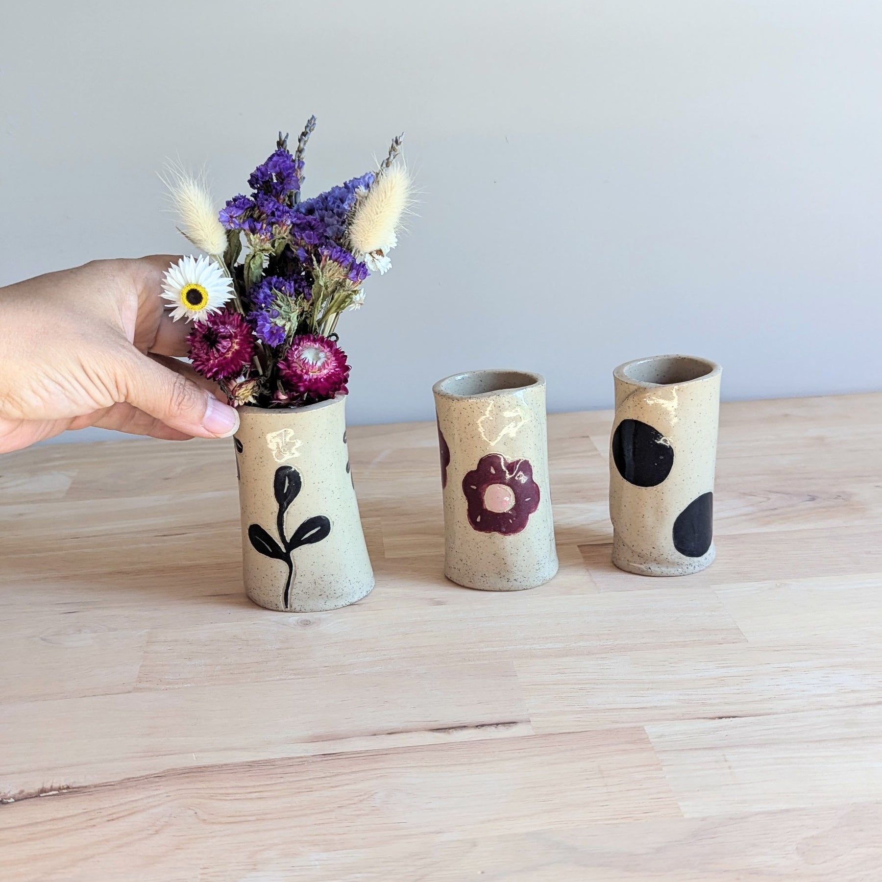 Colourful Handmade Vase with Dried Floral Posy | Fun Home Decor | Bright Vase| Cute Gift Idea