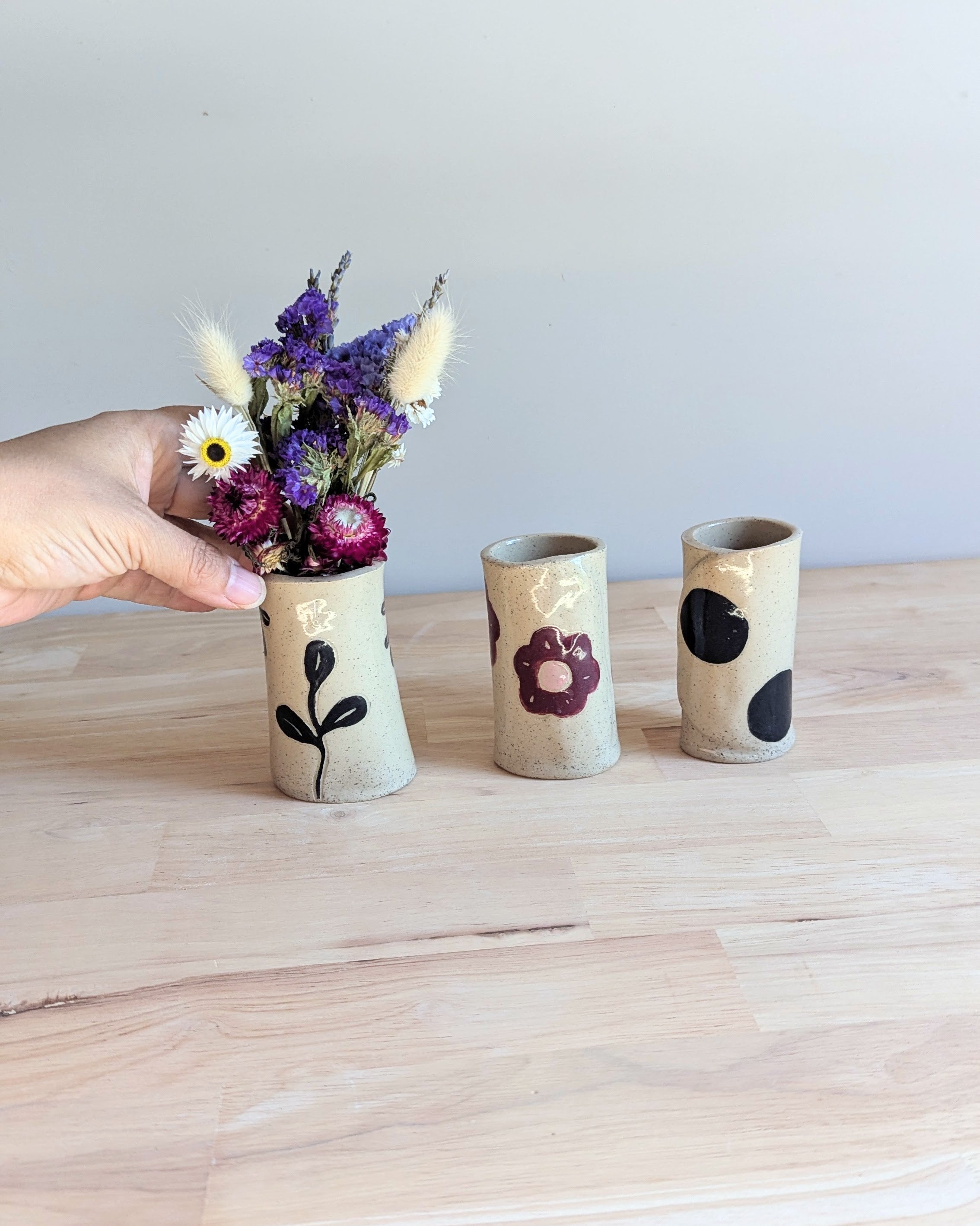 Colourful Handmade Vase with Dried Floral Posy | Fun Home Decor | Bright Vase| Cute Gift Idea