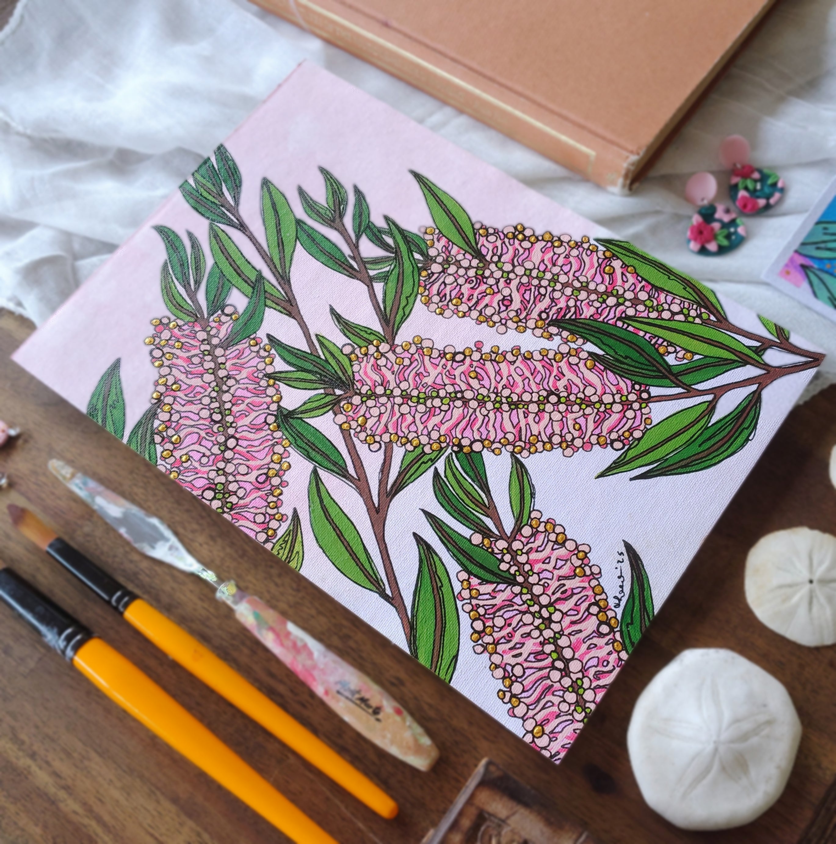 ORIGINAL ARTWORK - "Harmony in Pink" - Acrylic and Latex Abstact Art