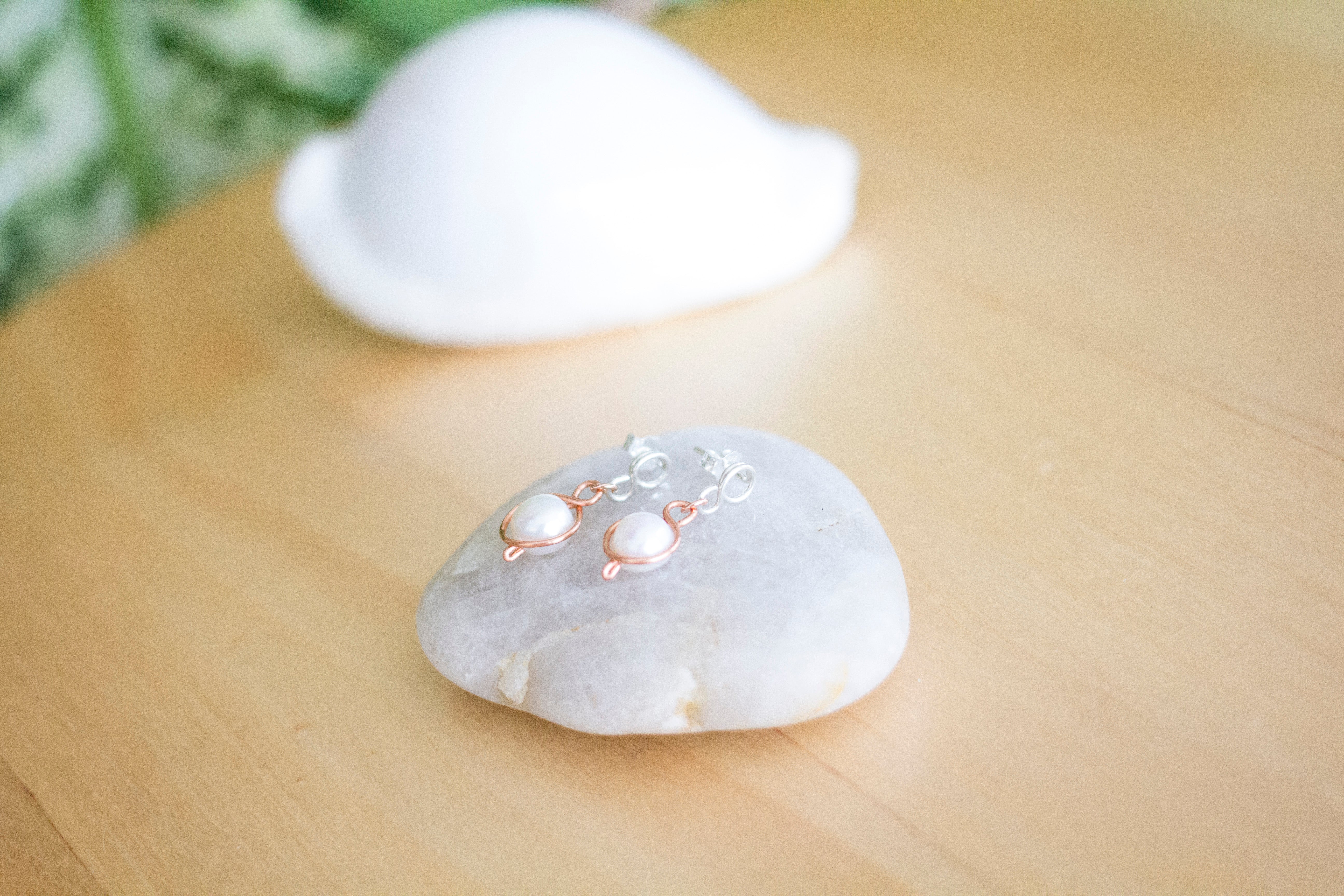 Baroque Pearl Silver and Copper Loop Stud Earrings | Sterling Silver and Copper