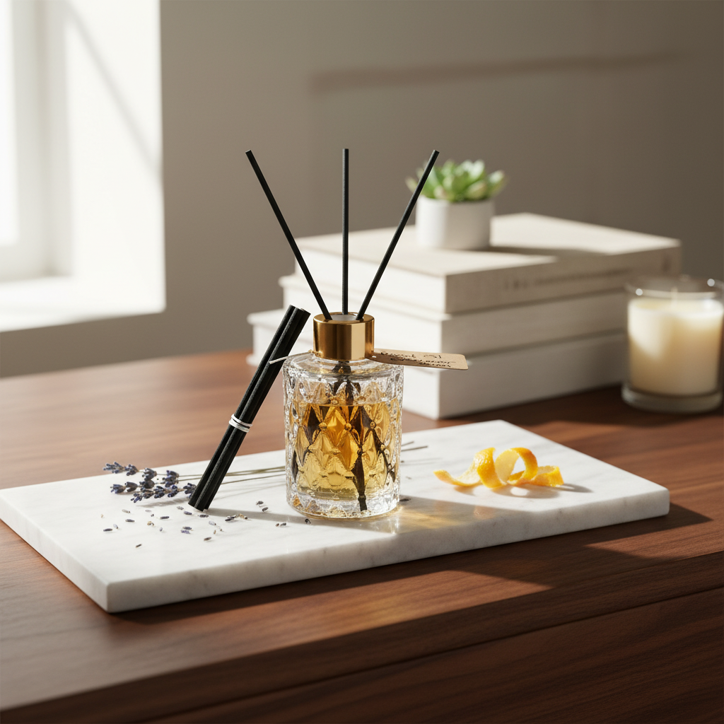 Ripple Glass Reed Diffuser 180ml – Natural Rattan Reeds